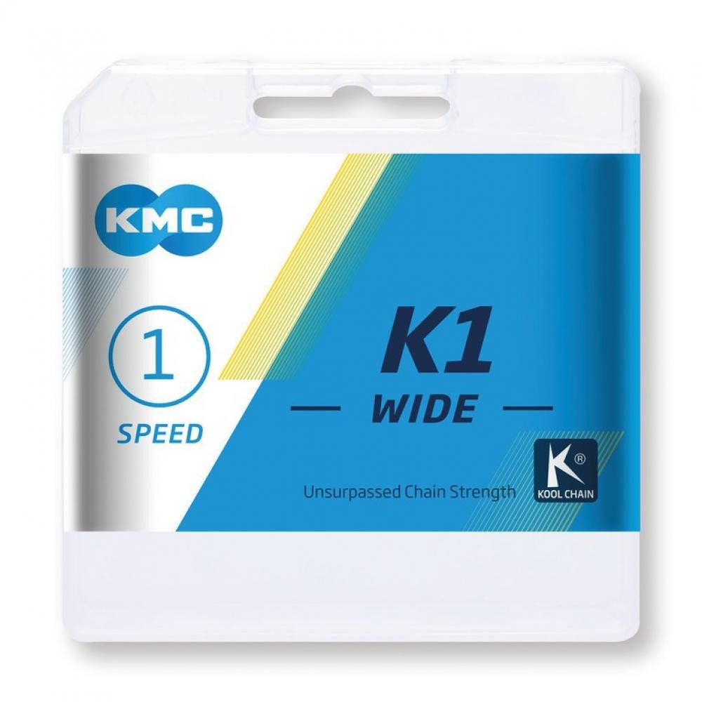 KMC Fahrradkette KMC K1 Wide 1s Kette 1-fach 1/2 x 1/8 110 Glieder silber-schwarz - rob