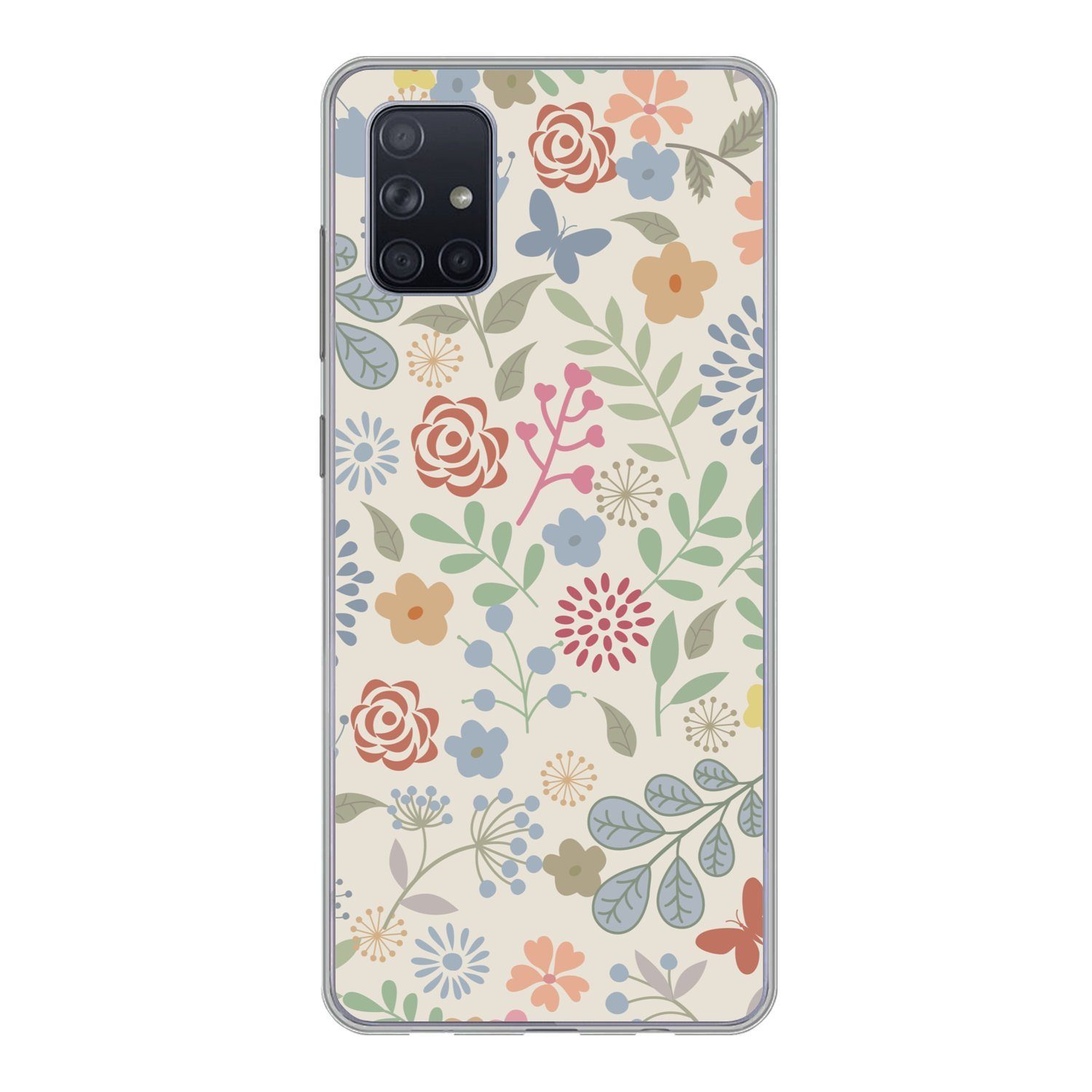 MuchoWow Handyhülle für Samsung Galaxy A71 Eine Blumenmuster-Illustration mit vielen Blume, Phone Case, Silikon, Schutzhülle Dünn