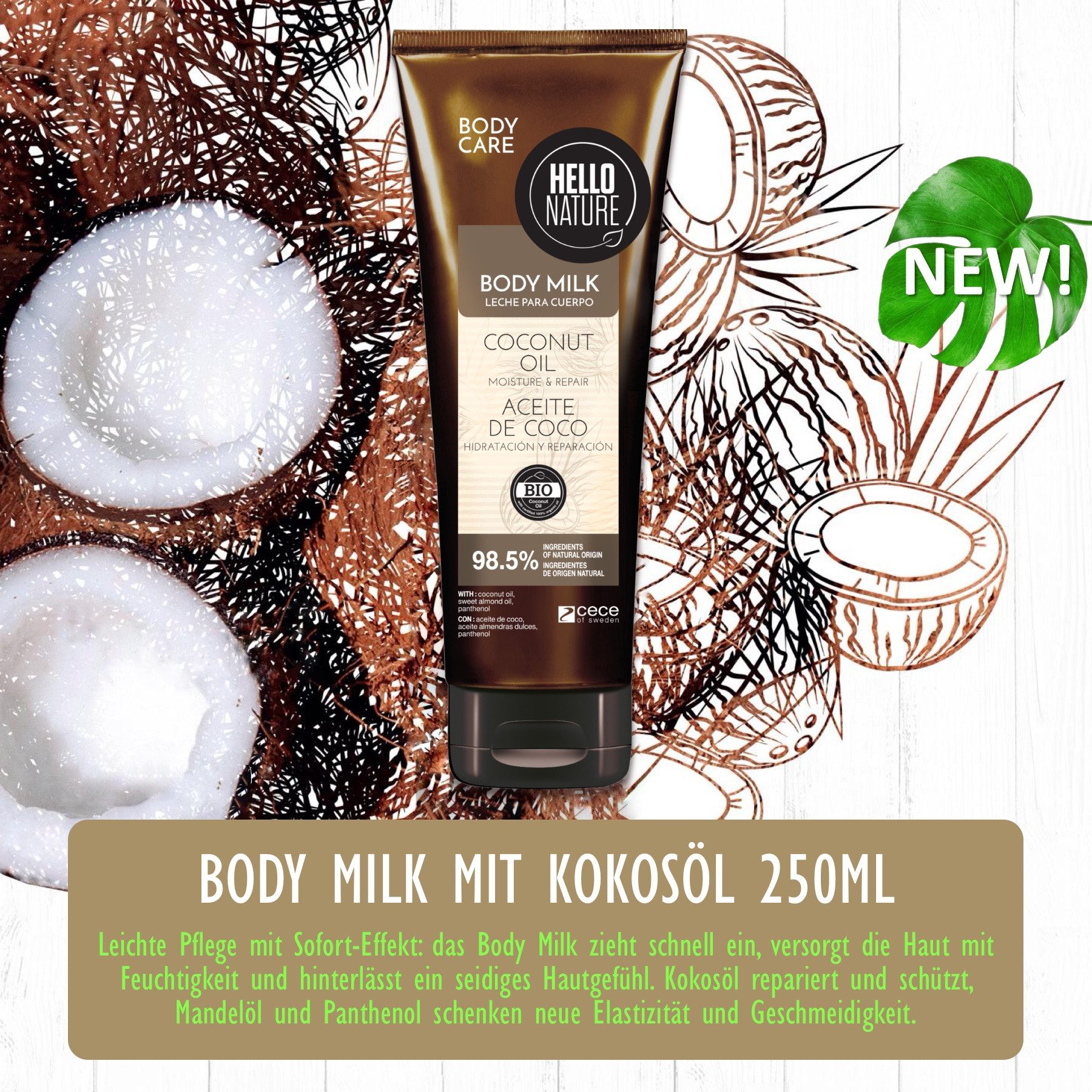 Hello Nature Körpermilch Body Milk Lotion BIO Reinigung Pflege Körperpflege Hello Nature, 1-tlg., Körpermilch, Körperpflege, Natürlich, Hautpflege
