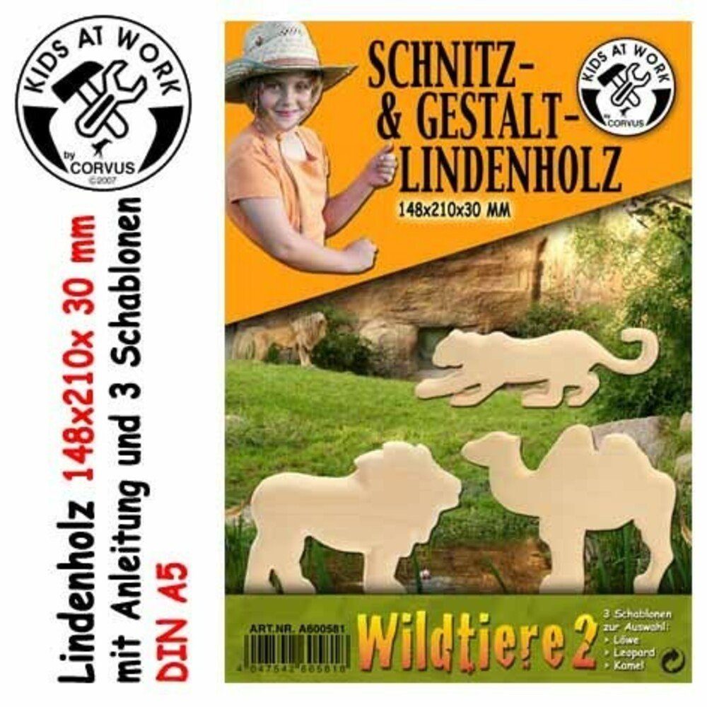 Corvus Experimentierkasten Schnitzholz Wildtiere 2, groß