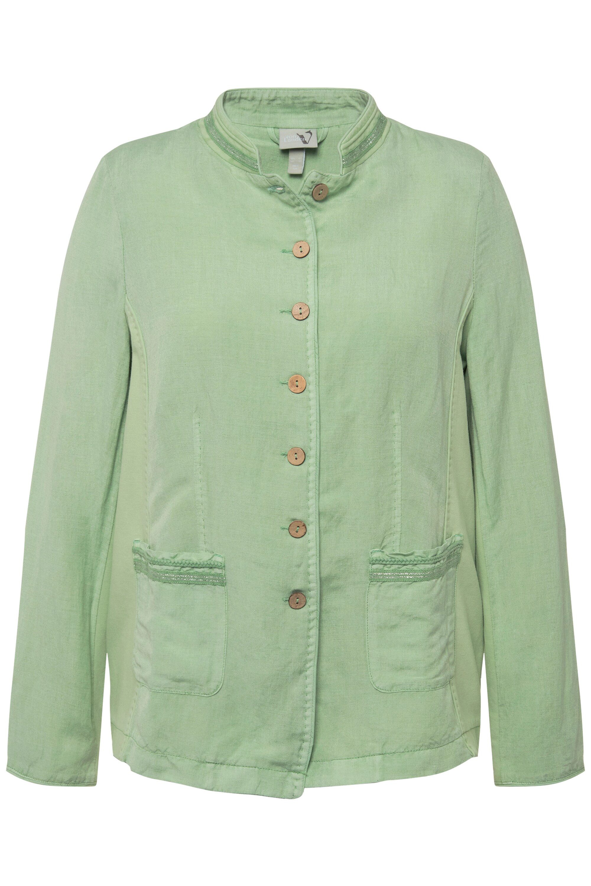 Ulla Popken Sommerjacke Leinenmix-Janker Stehkragen Metallic-Streifen