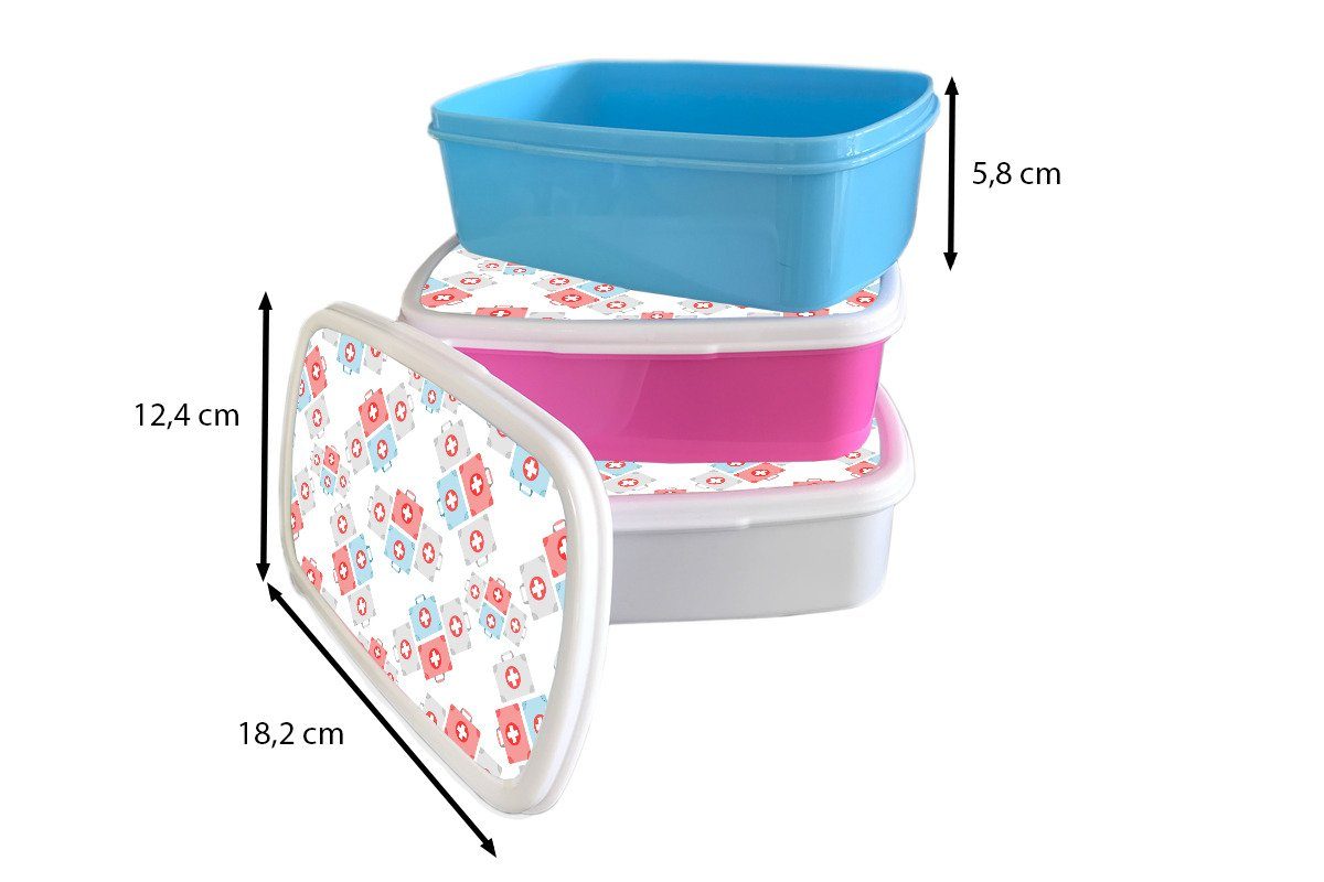 MuchoWow Lunchbox Erste-Hilfe-Kasten - für Kinder und - Erwachsene, für Mädchen weiß Abstrakt Brotbox und Muster, Brotdose, Kunststoff, Jungs (2-tlg)