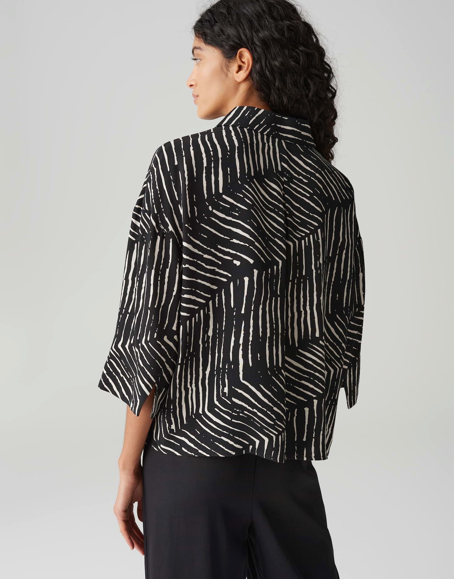OPUS Langarmbluse Bluse Fiana palm leaves
