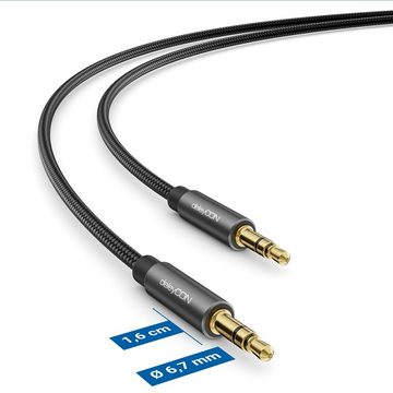 deleyCON deleyCON 0,5m Aux Kabel 3,5mm Audio Klinken Stereo Baumwollkabel Audio-Kabel