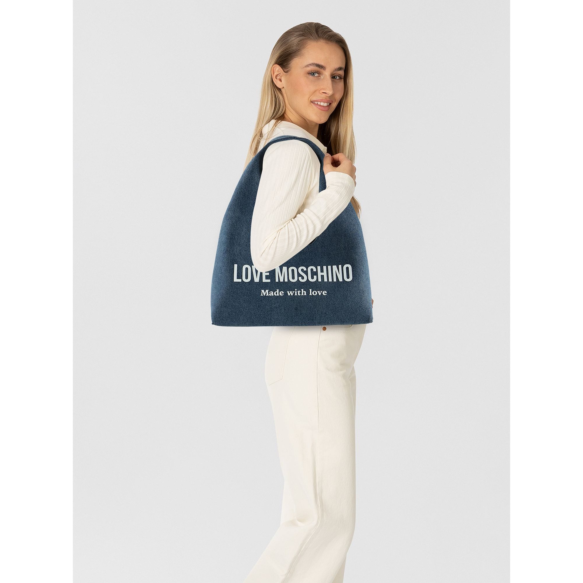 LOVE MOSCHINO Schultertasche Denim Signature Love, Baumwolle