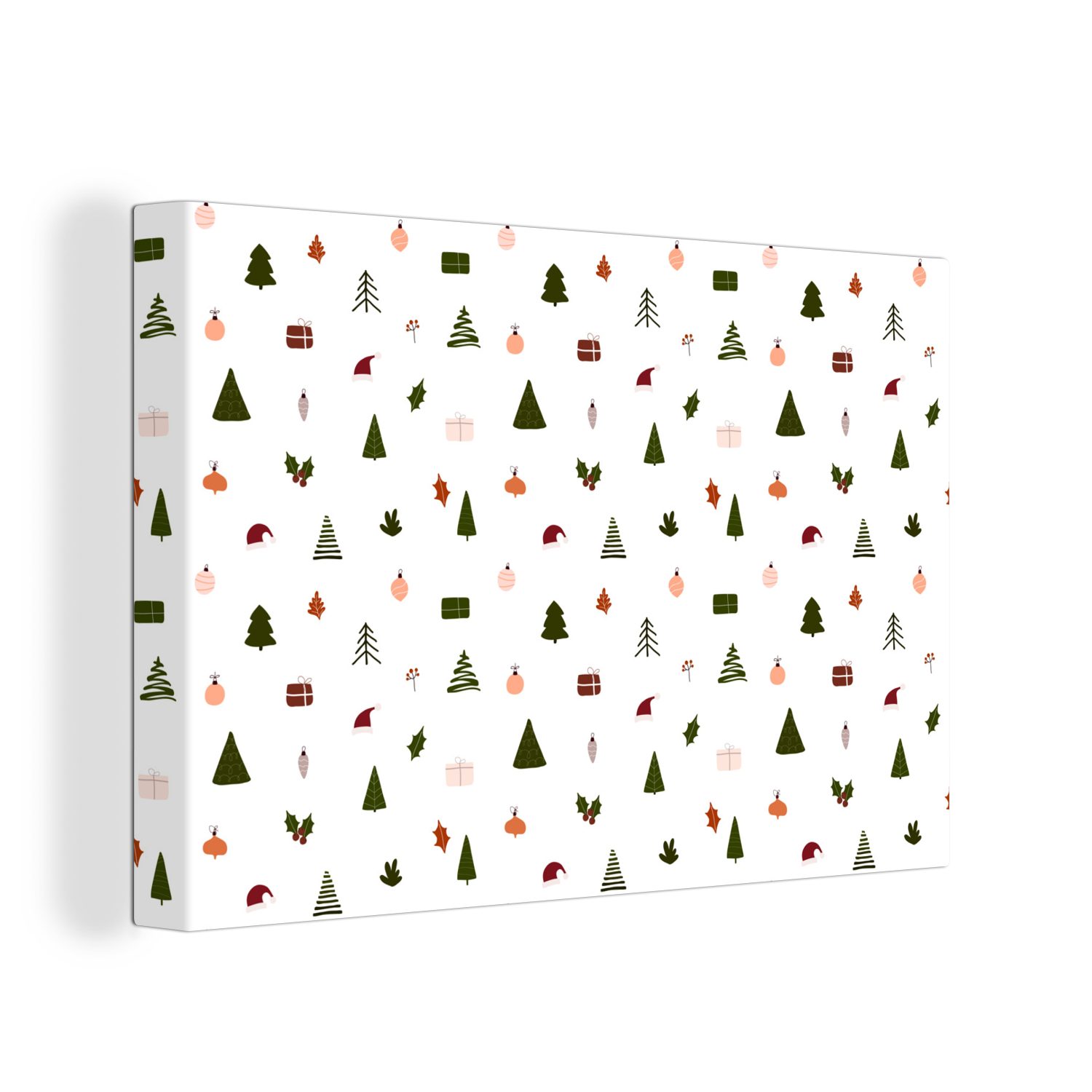 OneMillionCanvasses® Leinwandbild Weihnachten - Schablonen - Weiß, (1 St), Wandbild Leinwandbilder, Aufhängefertig, Wanddeko, 30x20 cm