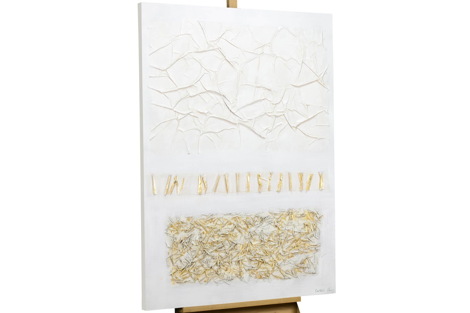 Goldene 100% 80x120 KUNSTLOFT cm, Leinwandbild Wandbild Saat Gemälde HANDGEMALT Wohnzimmer