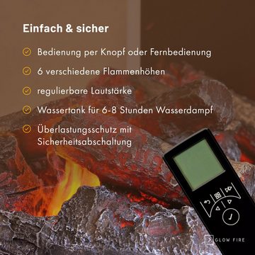 GLOW FIRE Elektrokamin Konsalik 1000 Wasserdampf Kamin, Elektrischer Kamin, Wasserdampfkamin mit 3D Feuer und Knisterfunktion