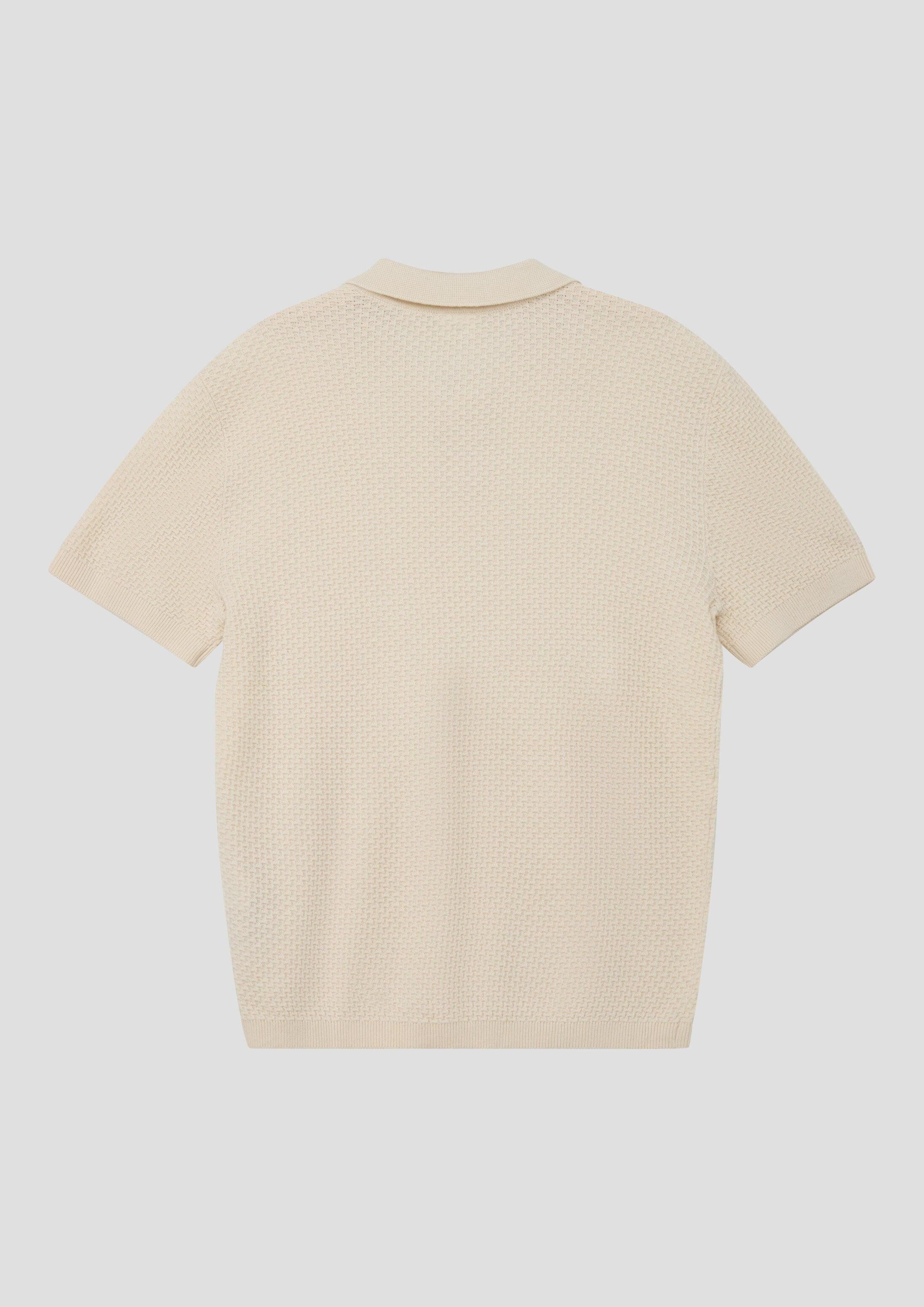 s.Oliver Kurzarmshirt Strickpullover Leichtes Strickpolo aus Baumwollmix