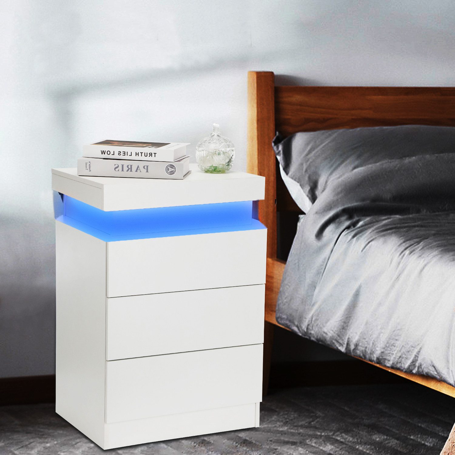 oyajia Nachttisch Modern Nachttisch mit LED-Beleuchtung, günstig online kaufen