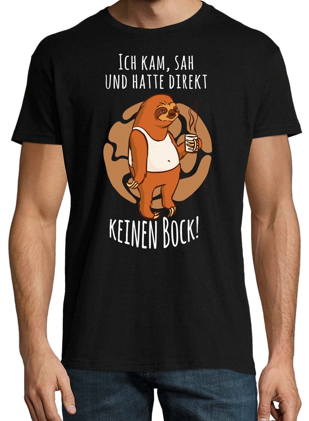 KEINEN Shirt Schwarz mit DIREKT Youth T-Shirt Designz ICH Herren KAM modischem BOCK! HATTE SAH Frontprint UND