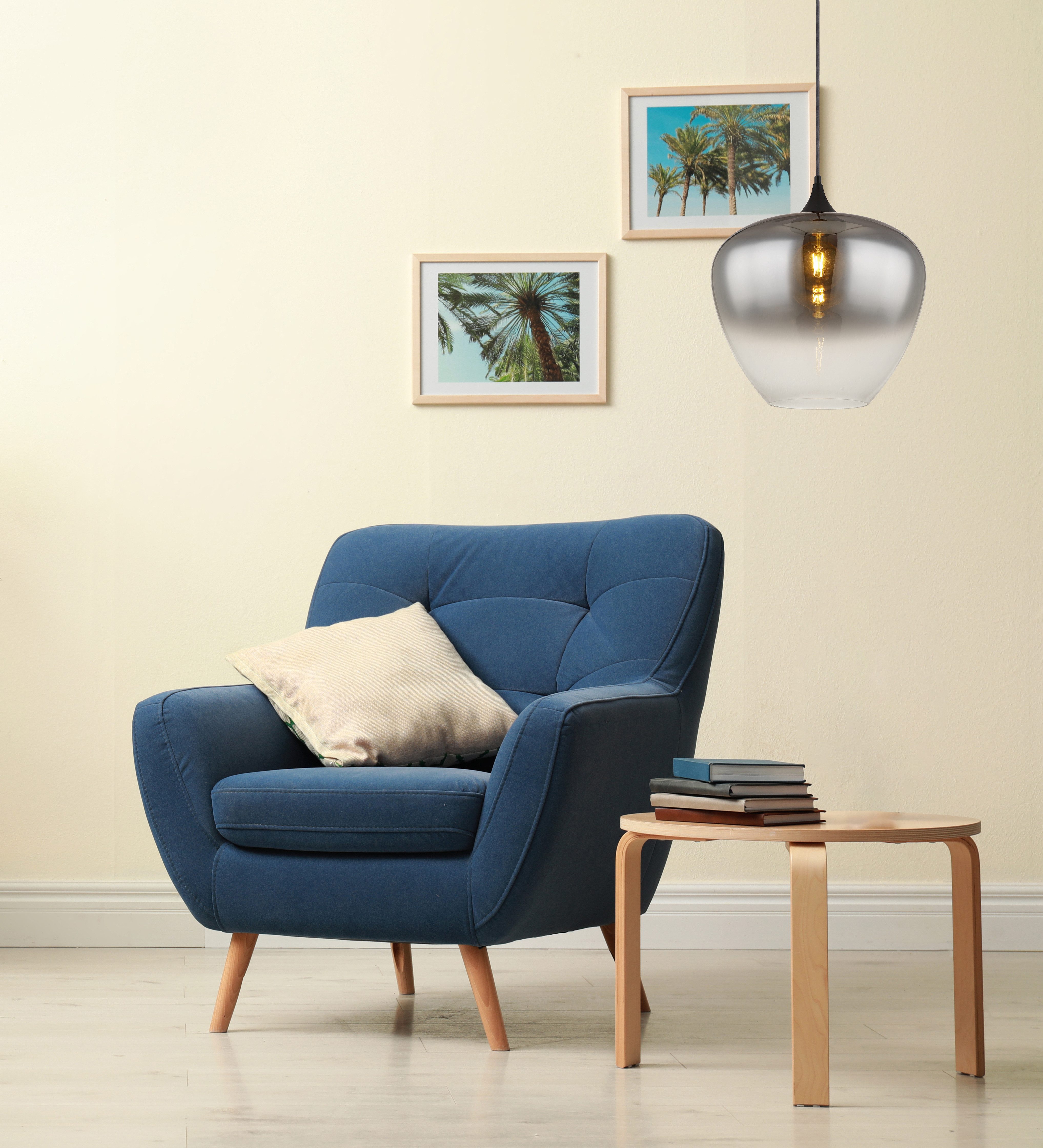 GLOBO LIGHTING Hängeleuchte MAXY, ohne Leuchtmittel, Hängelampe Glas rauchfarben klar verlaufend Esszimmer Esstisch