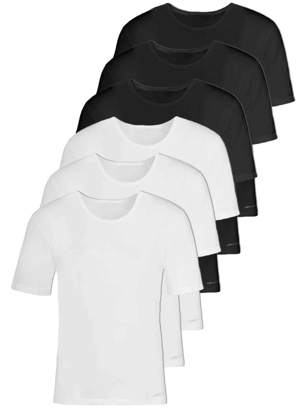 COMAZO Unterziehshirt 6er Pack Herren Shirt kurzarm (Packung, 6-St) Vegan schwarz-weiss