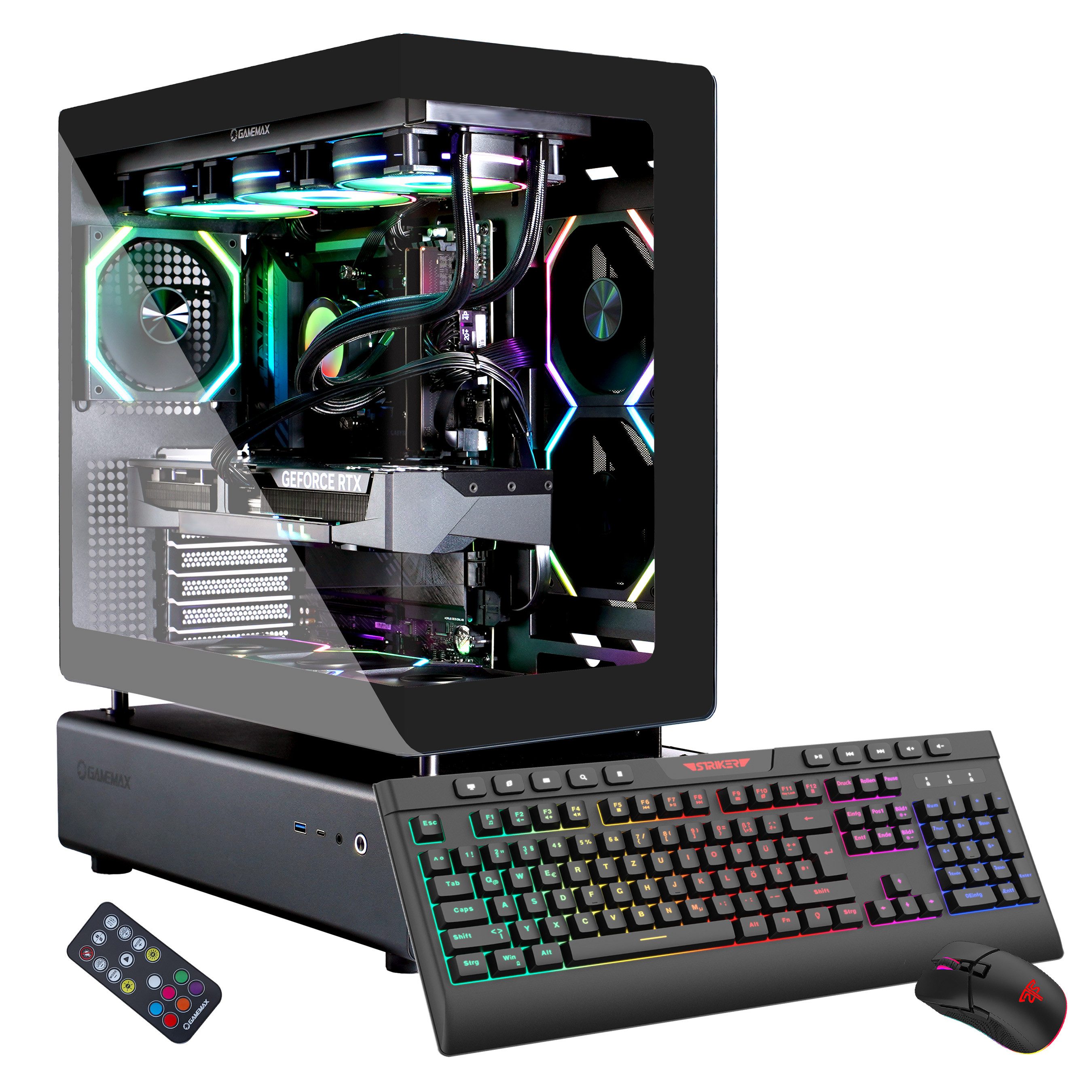 GAMEMAX N80 BK 7410 Gaming-PC (AMD Ryzen 7 9800X3D, RTX 5080, 32 GB RAM, 2000 GB SSD, Wasserkühlung, Windows 11, DDR5 RAM, Gen4 SSD)