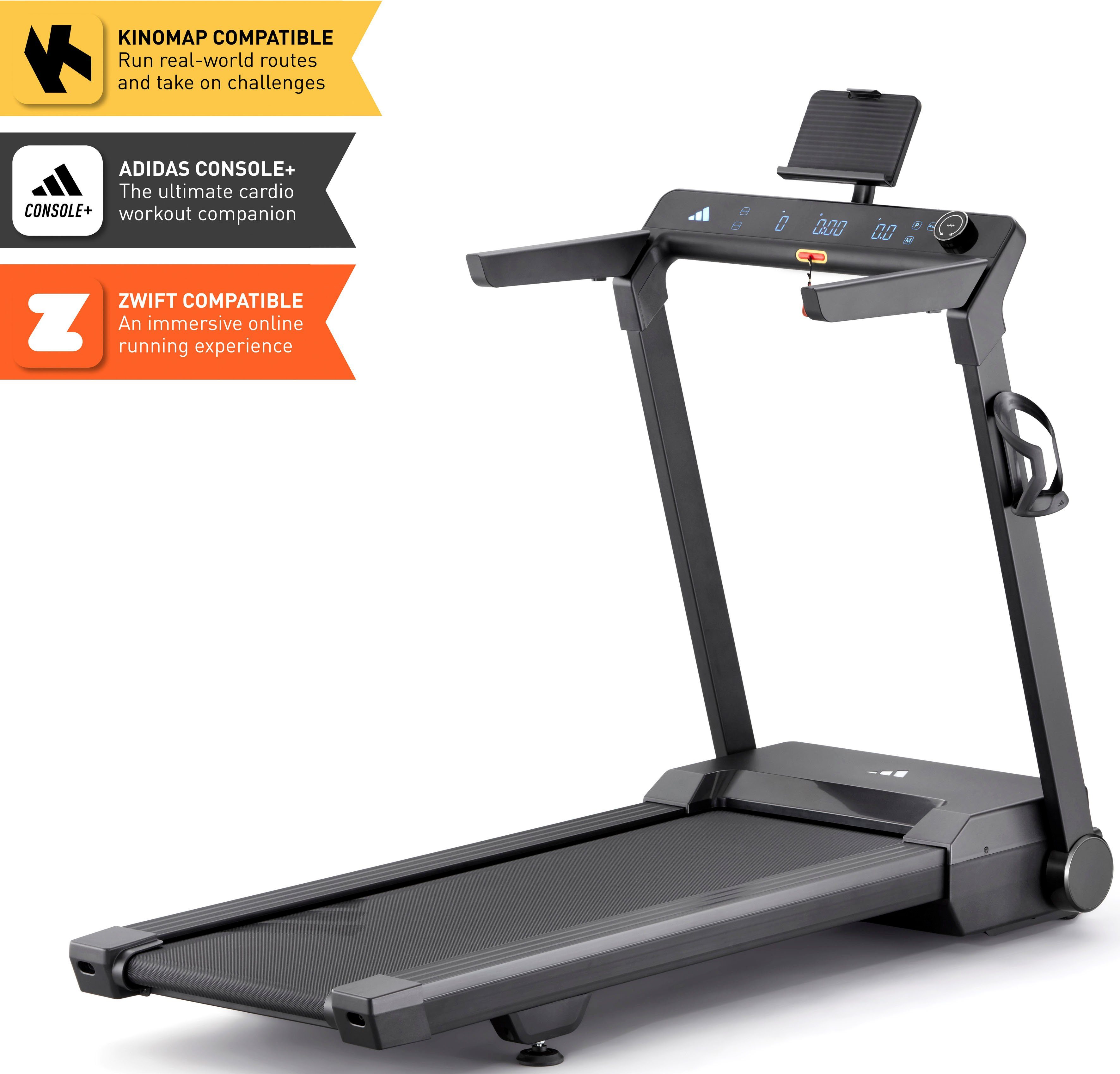 adidas Performance Laufband T-24c (mit Bluetooth und App-Funktion), bis max. 18 km/h, klappbar, mit Steigung, 110 kg max. Benutzergewicht