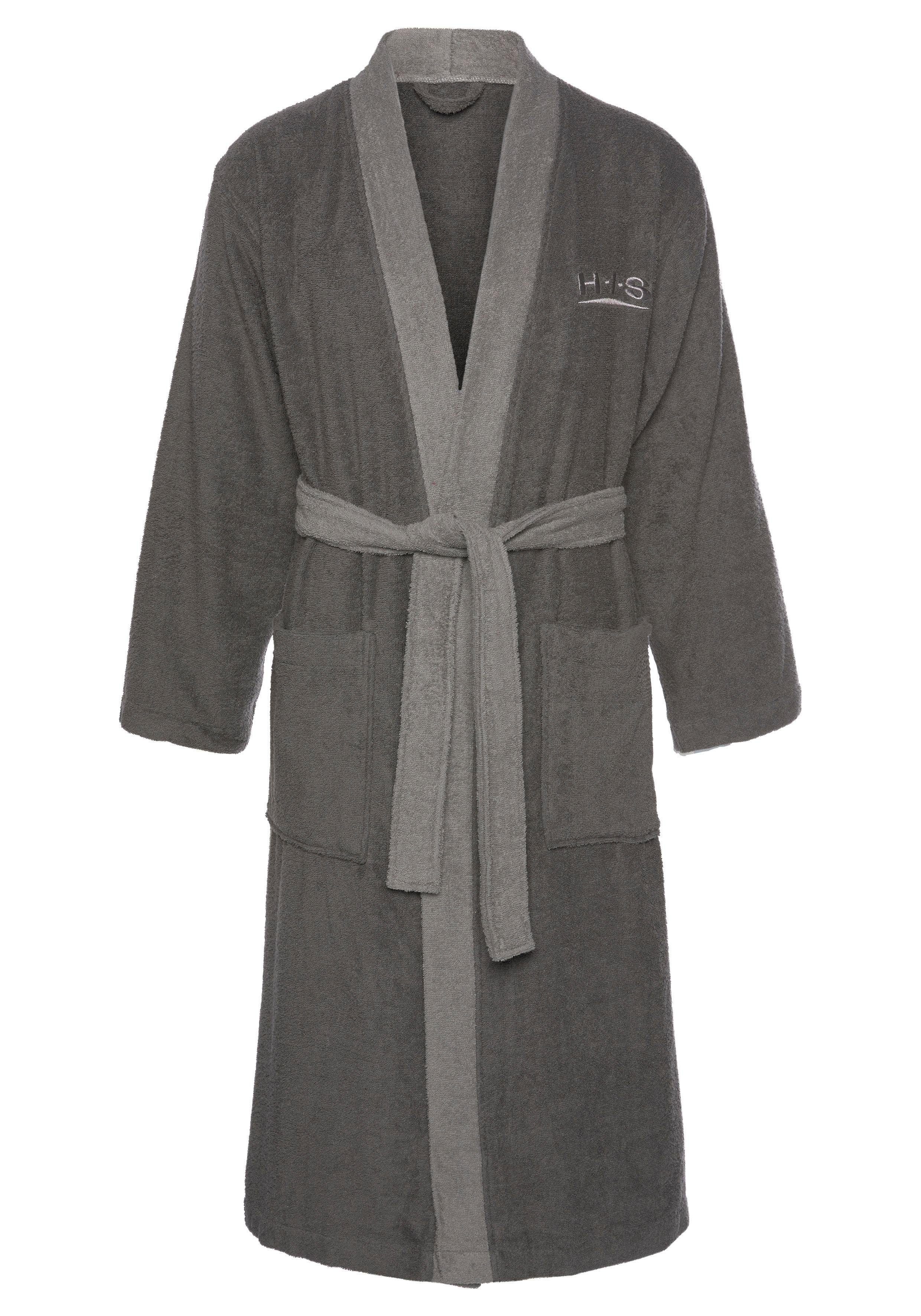 H.I.S Unisex-Bademantel Hannes, ideal für Sauna & Spa, Hotelbademantel, Morgenmantel, Langform, Walkfrottee, Kimono-Kragen, Gürtel, für Damen & Herren, lang, mi – Bild 2 von 5