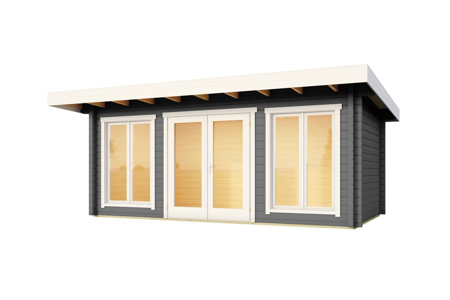LASITA MAJA Gartenhaus Lasita Maja Ferienhaus Dorset Platinum, Modell 3, Platinum, 70 mm, 540 x 360 x 238 cm, carbongrau
