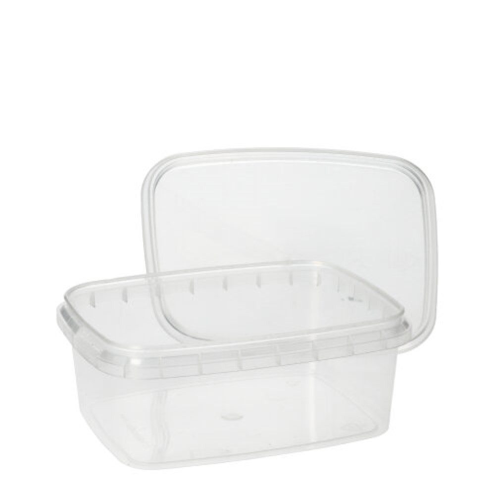 Starpak Becher 50 Feinkostbecher, PP eckig 250 ml 4 cm x 8,6 cm x 10,9 cm transparent