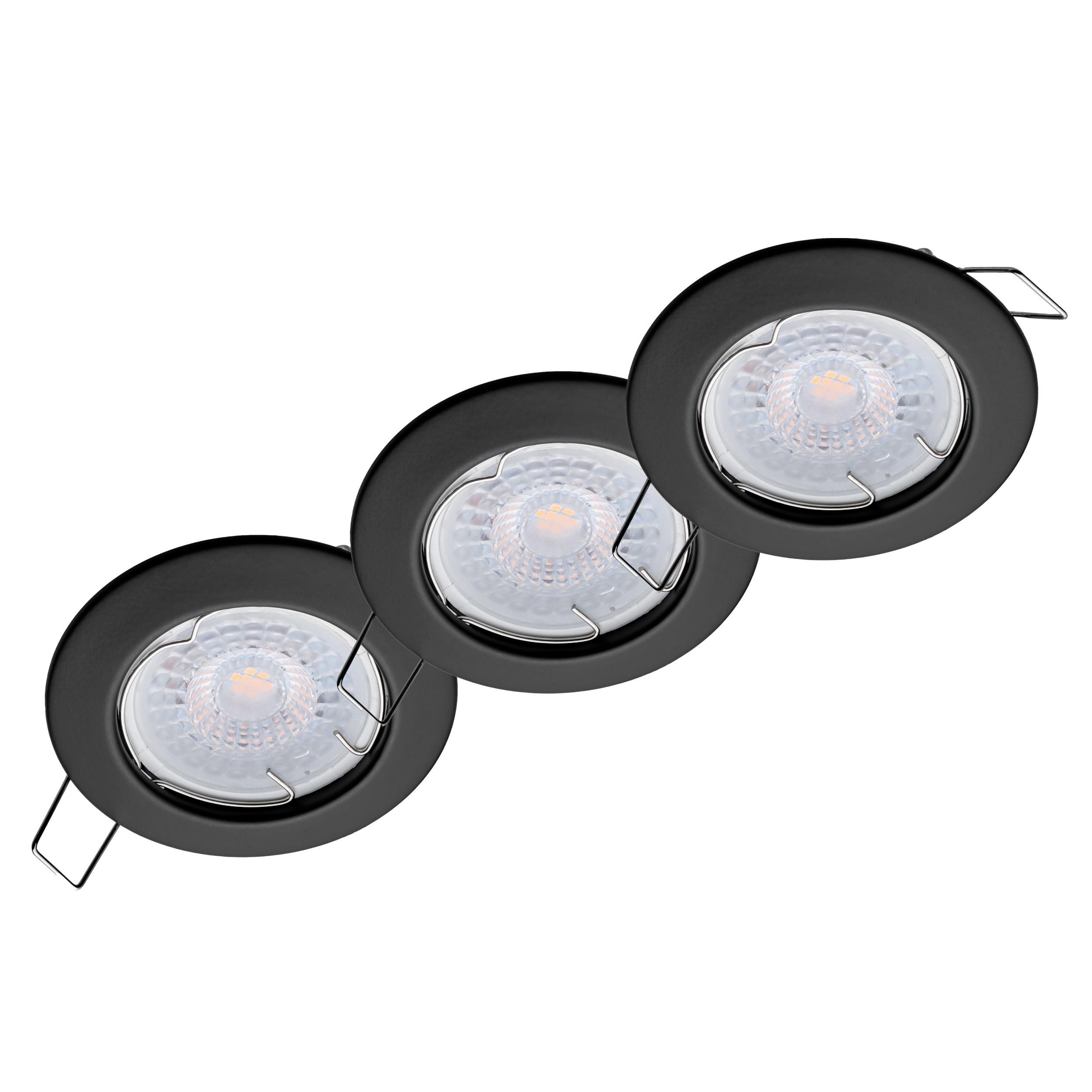Oktaplex lighting LED Einbaustrahler Sedan Deckenstrahler schwarz, inklusive Leuchtmittel, warmweiß, 3000K 345lm 1,9W Spotleuchte 230V