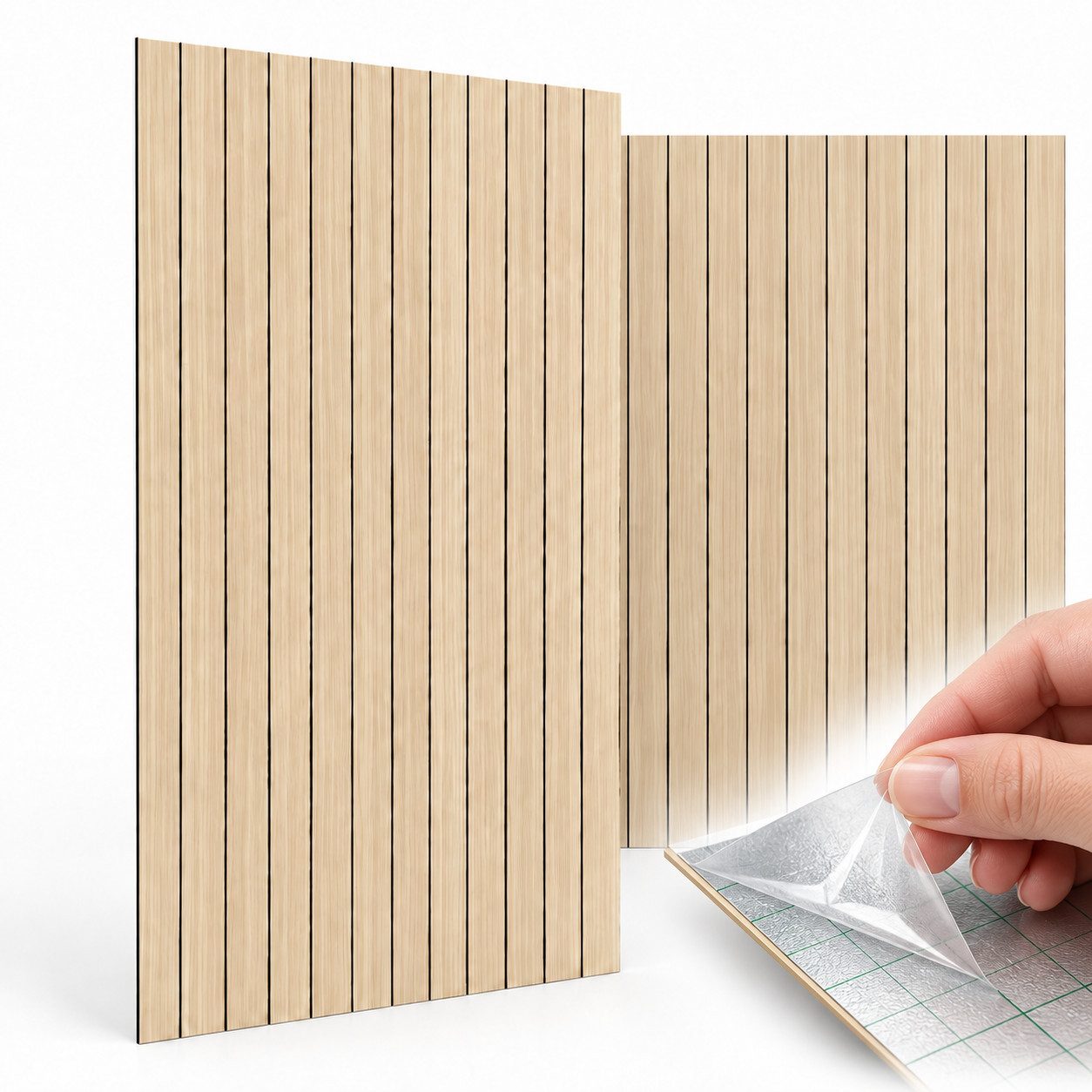 IKHEMalarka Wandpaneel Lamellen Selbstklebend 100x60 cm – PVC + PE-Schaum, 2,8 mm, Betonoptik, BxL: 60x100 cm, 0,6 qm, (1 Paneel = 100 × 60 cm (0,60qm) Tapete Marmor Struktur