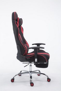 TPFLiving Gaming-Stuhl Limitless mit bequemer Rückenlehne - höhenverstellbar und 360° drehbar (Schreibtischstuhl, Drehstuhl, Gamingstuhl, Racingstuhl, Chefsessel), Gestell: Metall chrom - Sitzfläche: Stoff schwarz/rot