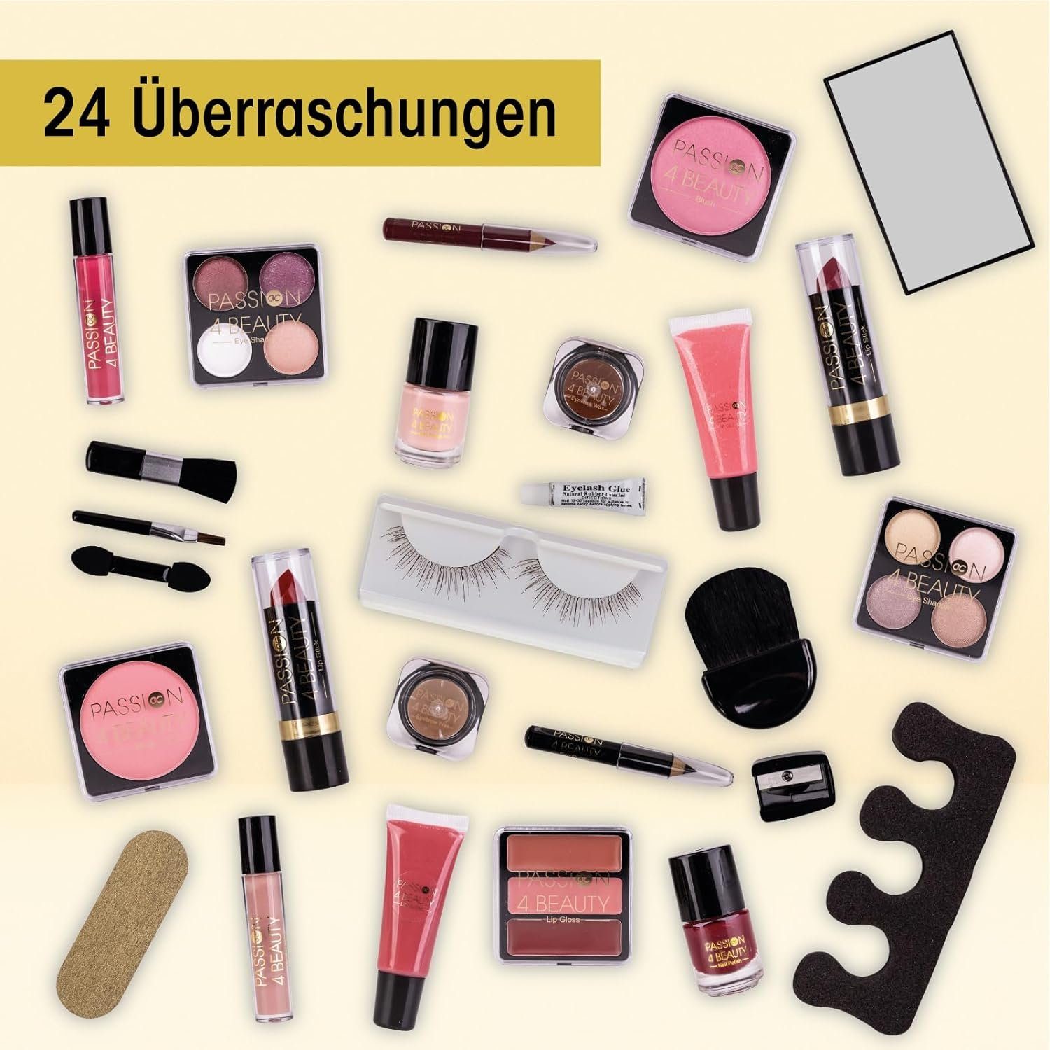 Make-up 24 Lippenstift, Lidschatten, Applikatoren Adventskalender für Nagellack, & Frauen uvm, Kosmetikprodukte ACCENTRA Beauty Wimpern, Adventskalender