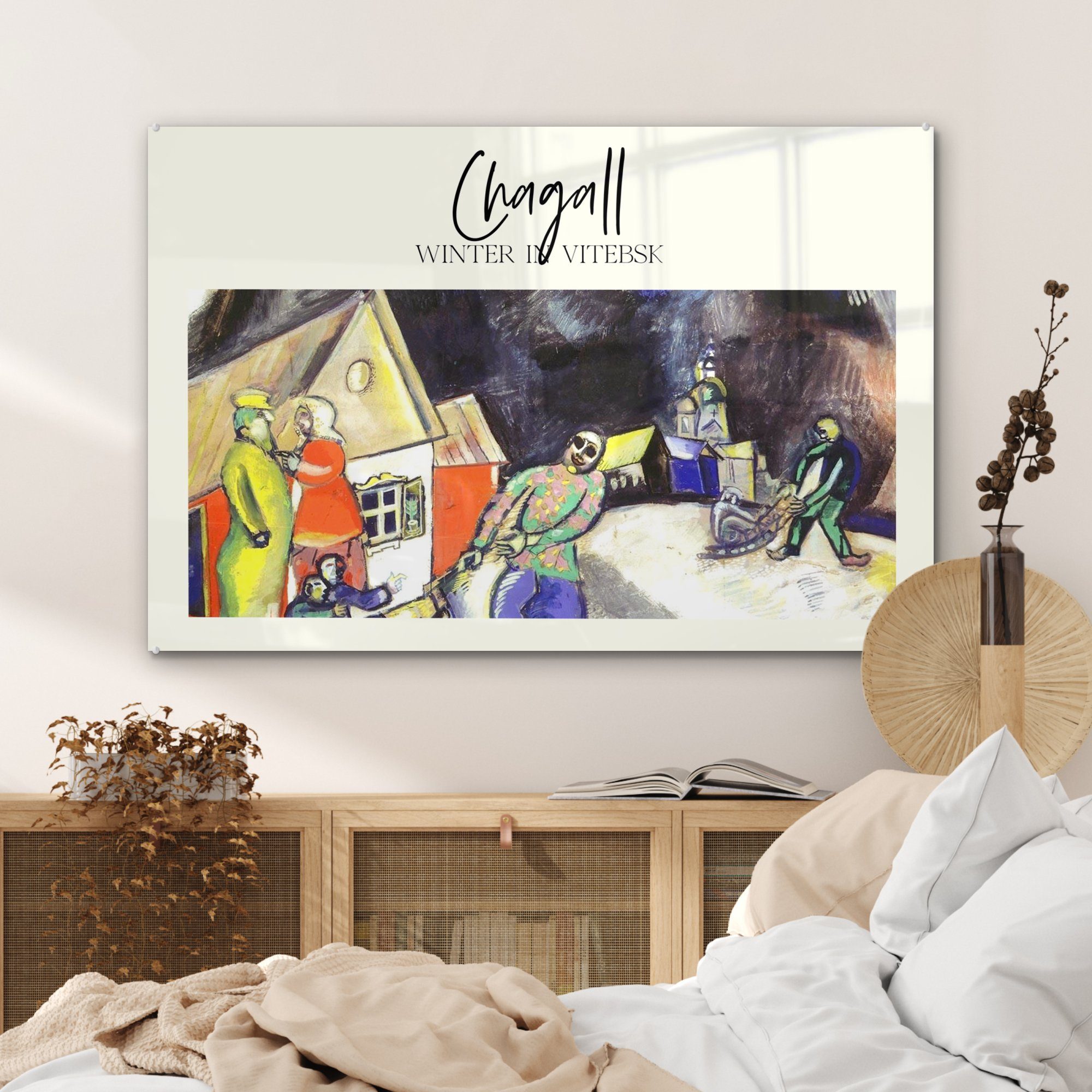 (1 Chagall, Kunst Winter in MuchoWow Acrylglasbilder Acrylglasbild Wohnzimmer Witebsk & - St), Schlafzimmer -
