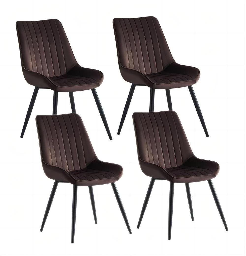 Esszimmerstuhl 4er Esszimmer Stühle Polsterstuhl Samtbezug Metall Gestell 53x62x87cm