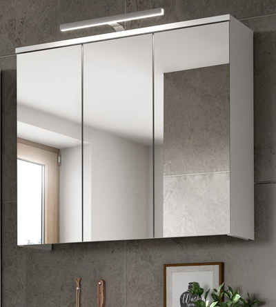 Furn.Design Badezimmerspiegelschrank Mood (Badschrank in weiß, 65 x 60 cm) 3-türig / 3D