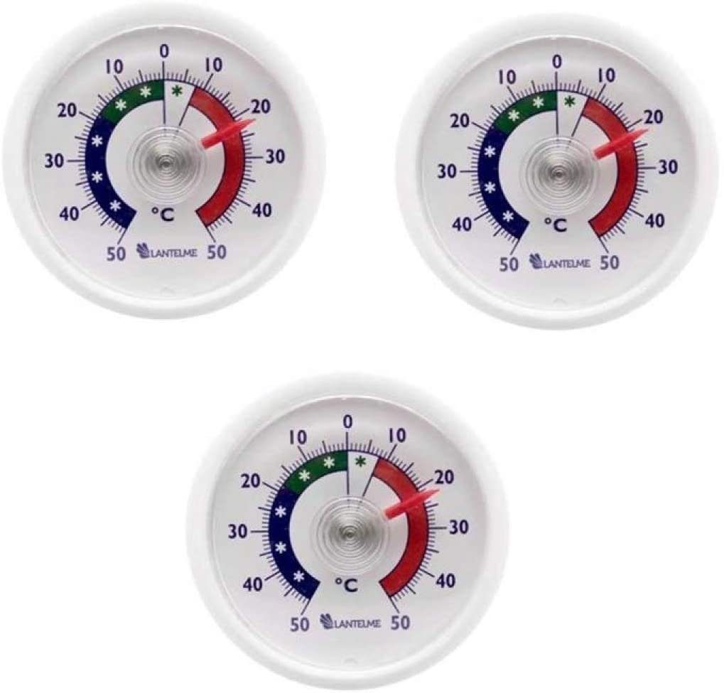 Lantelme Kühlschrankthermometer 3 Stück Kühlschrank Gefrierschrank Thermometer Selbstklebend Set, Spar-Pack 3-tlg., 4816, Justierbar, Selbstklebend, Rund 5,2cm, farbliche Skala