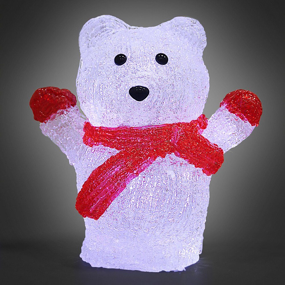 Deuba Dekofigur, Acryl Figur mit LED Weihnachtsmann 18x14x9cm Batterie Weihnachtsdeko