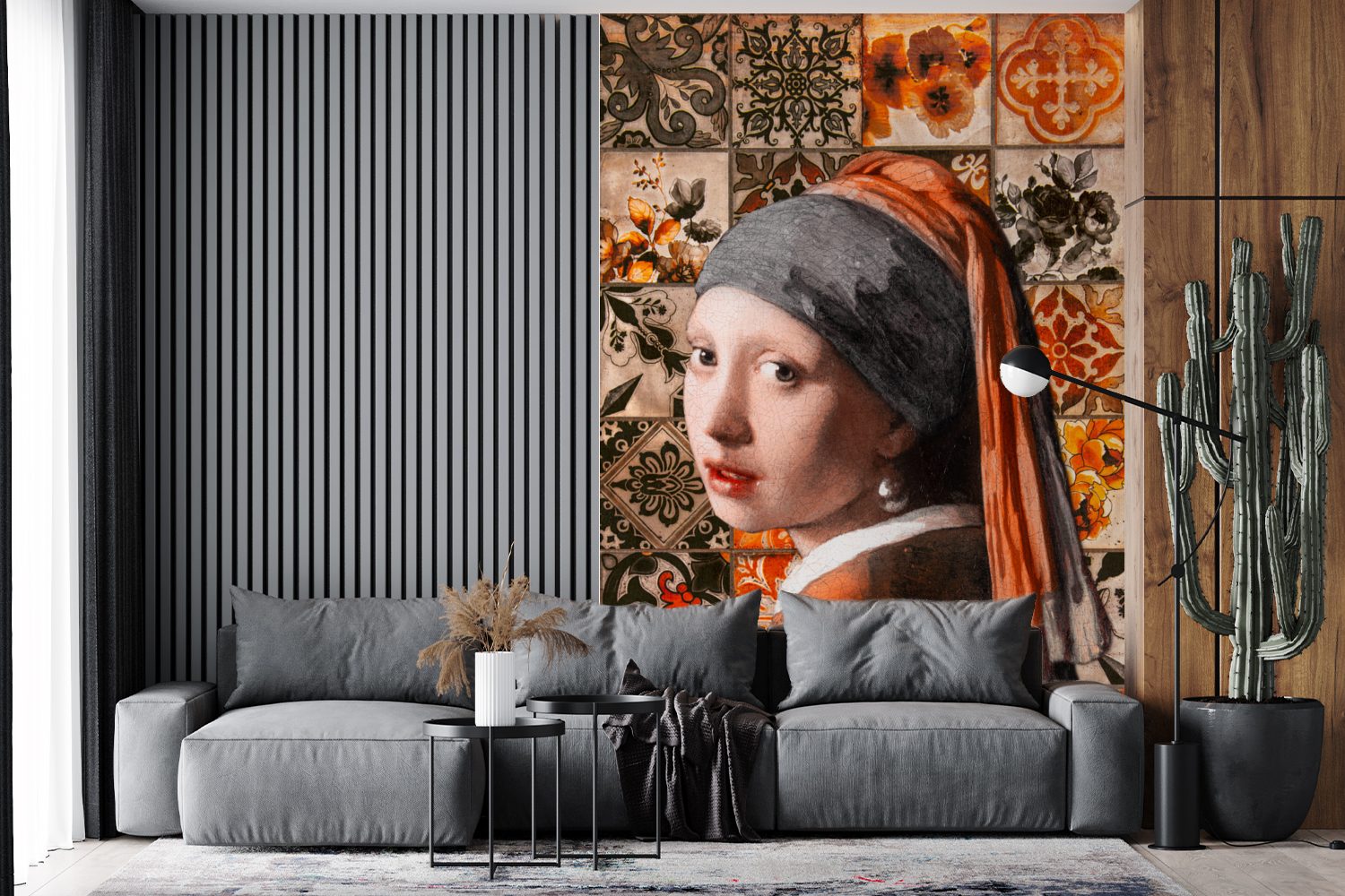 - MuchoWow Montagefertig Perlenohrring Tapete Johannes mit Vermeer Fototapete bedruckt, Ölgemälde, Vinyl St), Wohnzimmer, Matt, Wandtapete für - (3 Mädchen