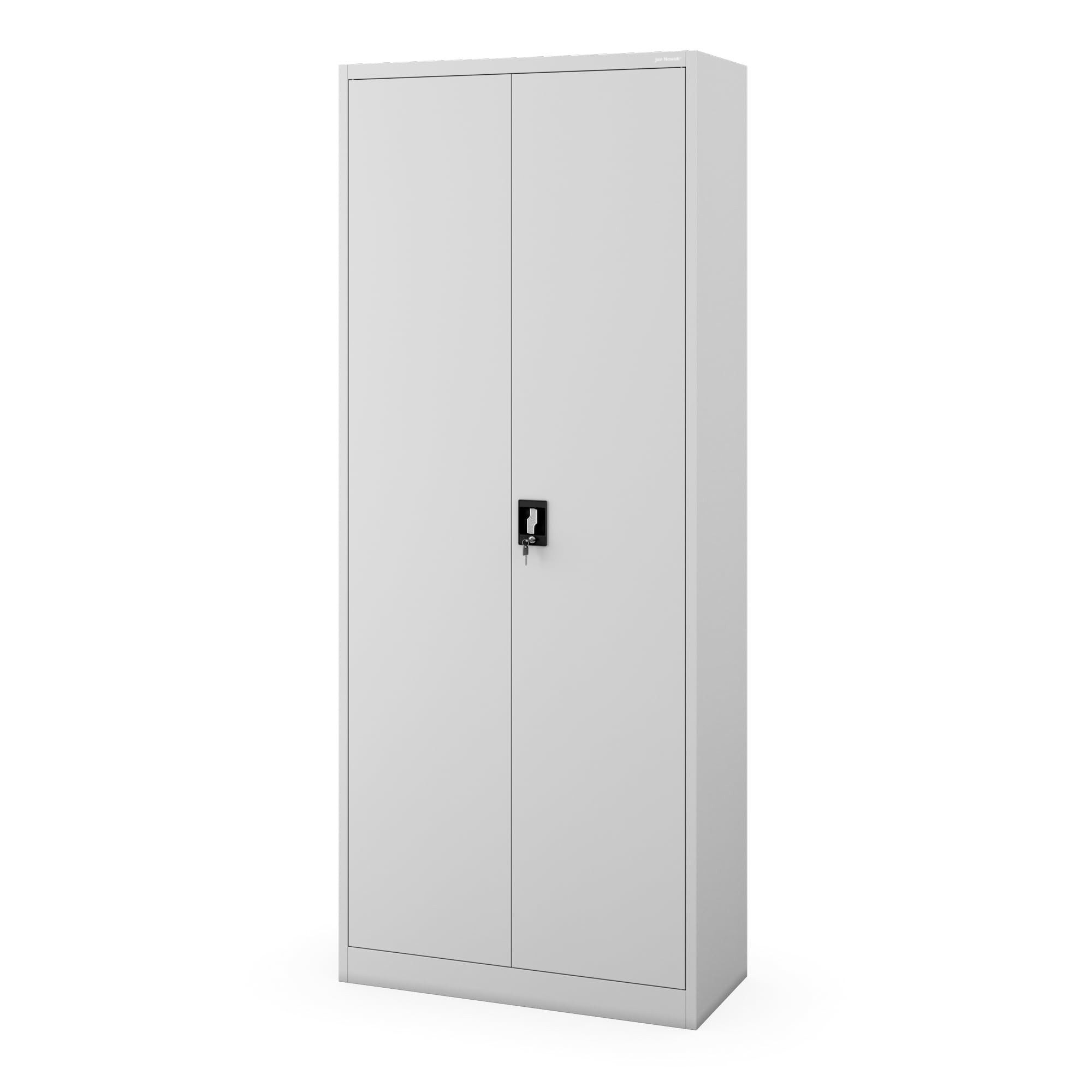Jan Nowak Aktenschrank Metall Büroschrank abschließbar 90 cm JAN H2200 5 Böden Stahl (Stahl 0,7 mm Wandmontage möglich PZH-zertifiziert 4 Farben) Ordnerschrank 60 Ordner Schloss 2 Schlüssel 220 cm robust