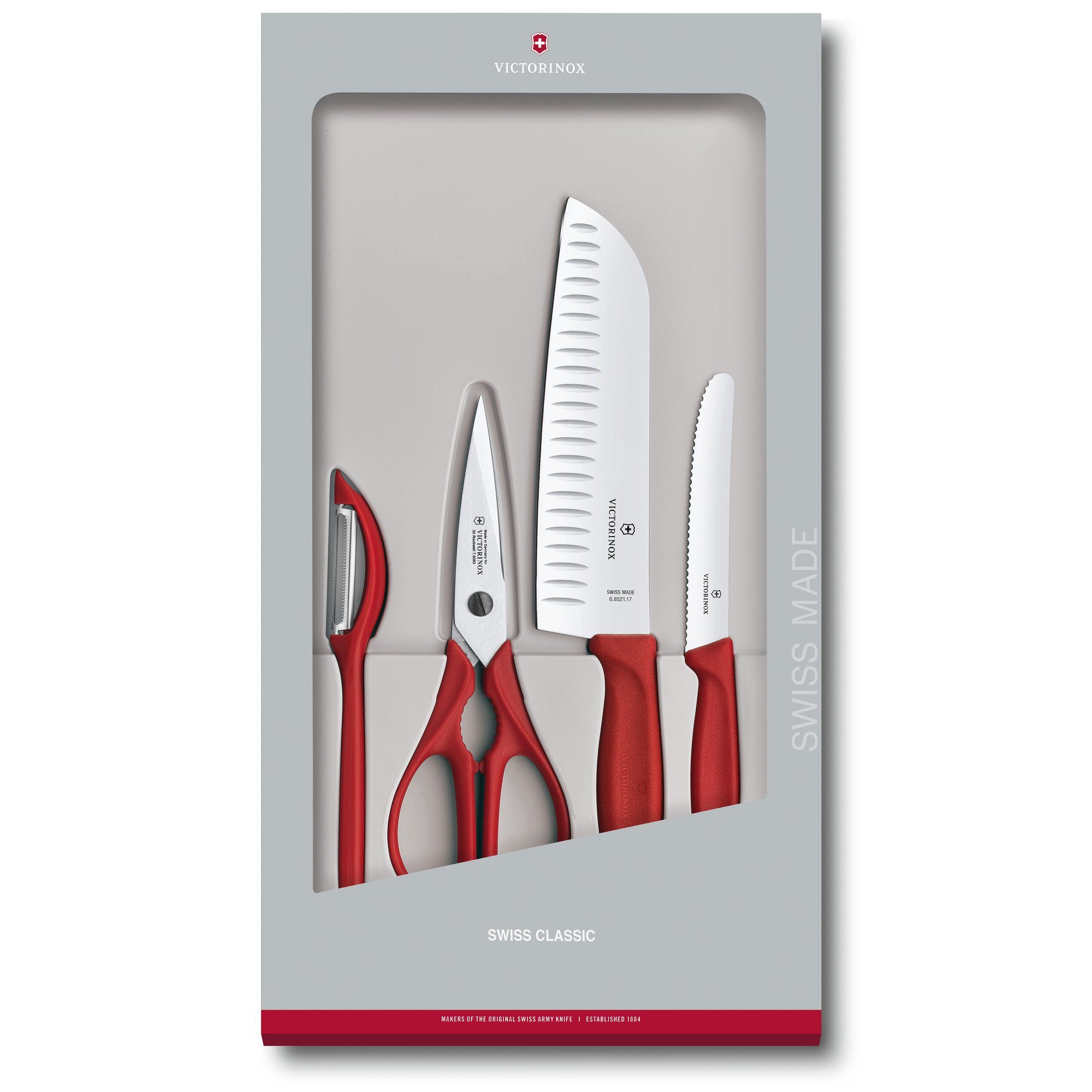 Victorinox Messer-Set Swiss Classic Küchengarnitur, 4-teilig rot