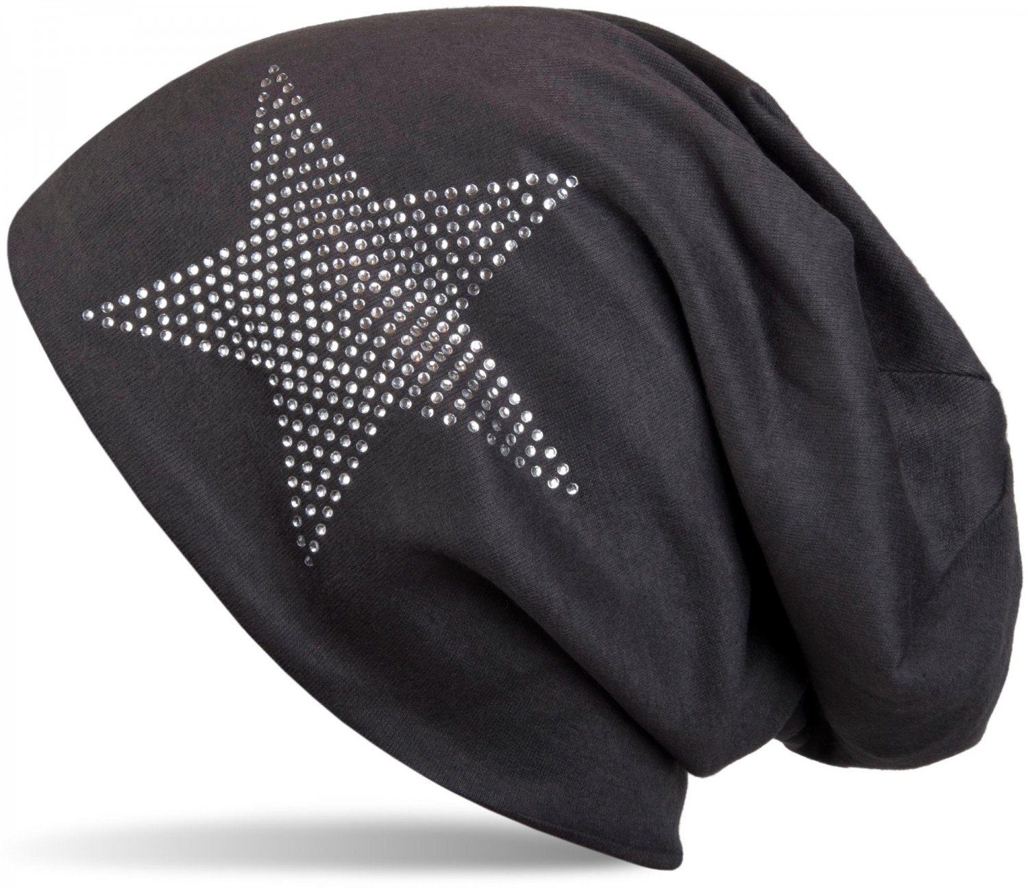 styleBREAKER Beanie (1-St) Warme Beanie Mütze mit Strass Stern Anthrazit