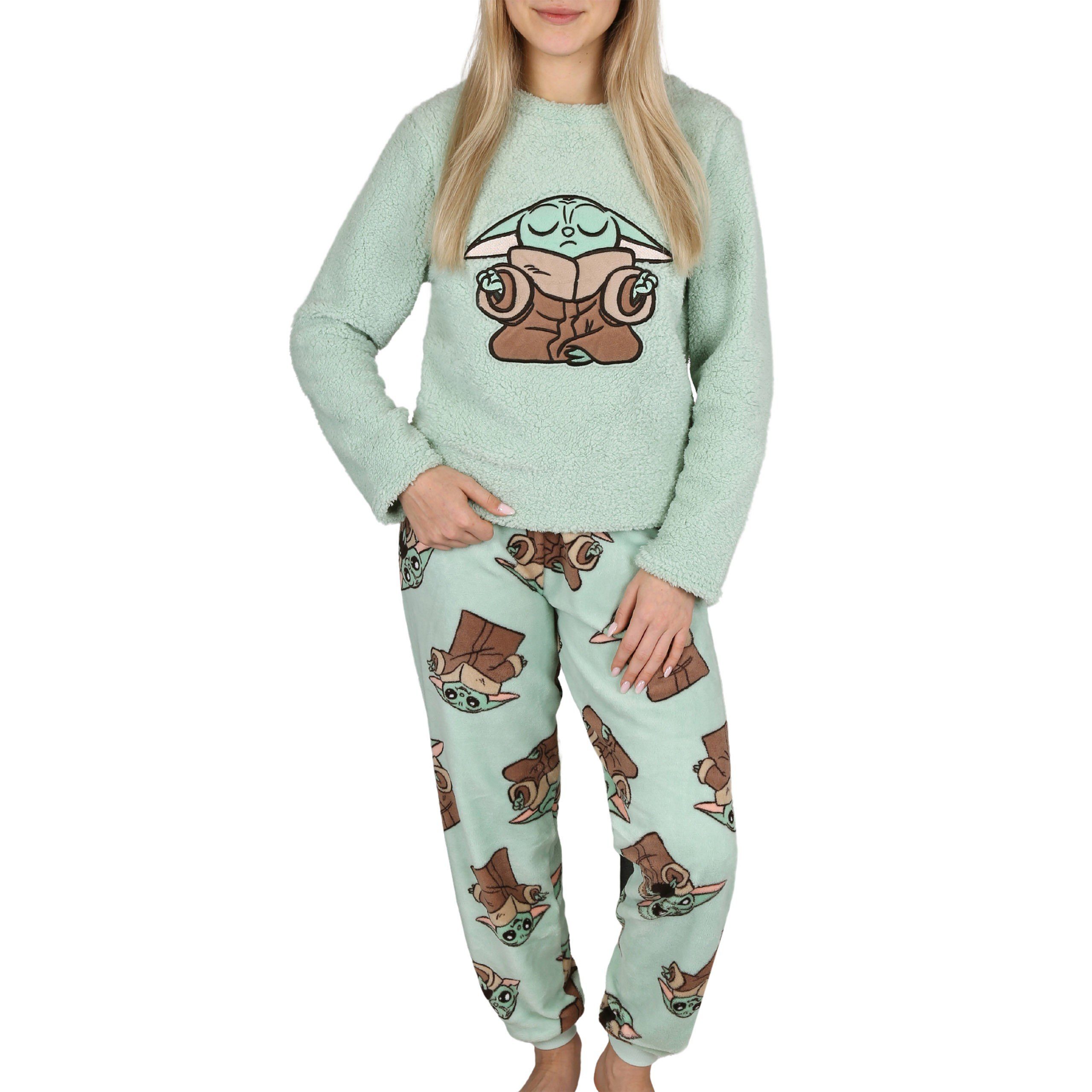 Sarcia.eu Schlafanzug Star Wars Baby Yoda Damen Schlafanzug aus warmem Sherpa XL
