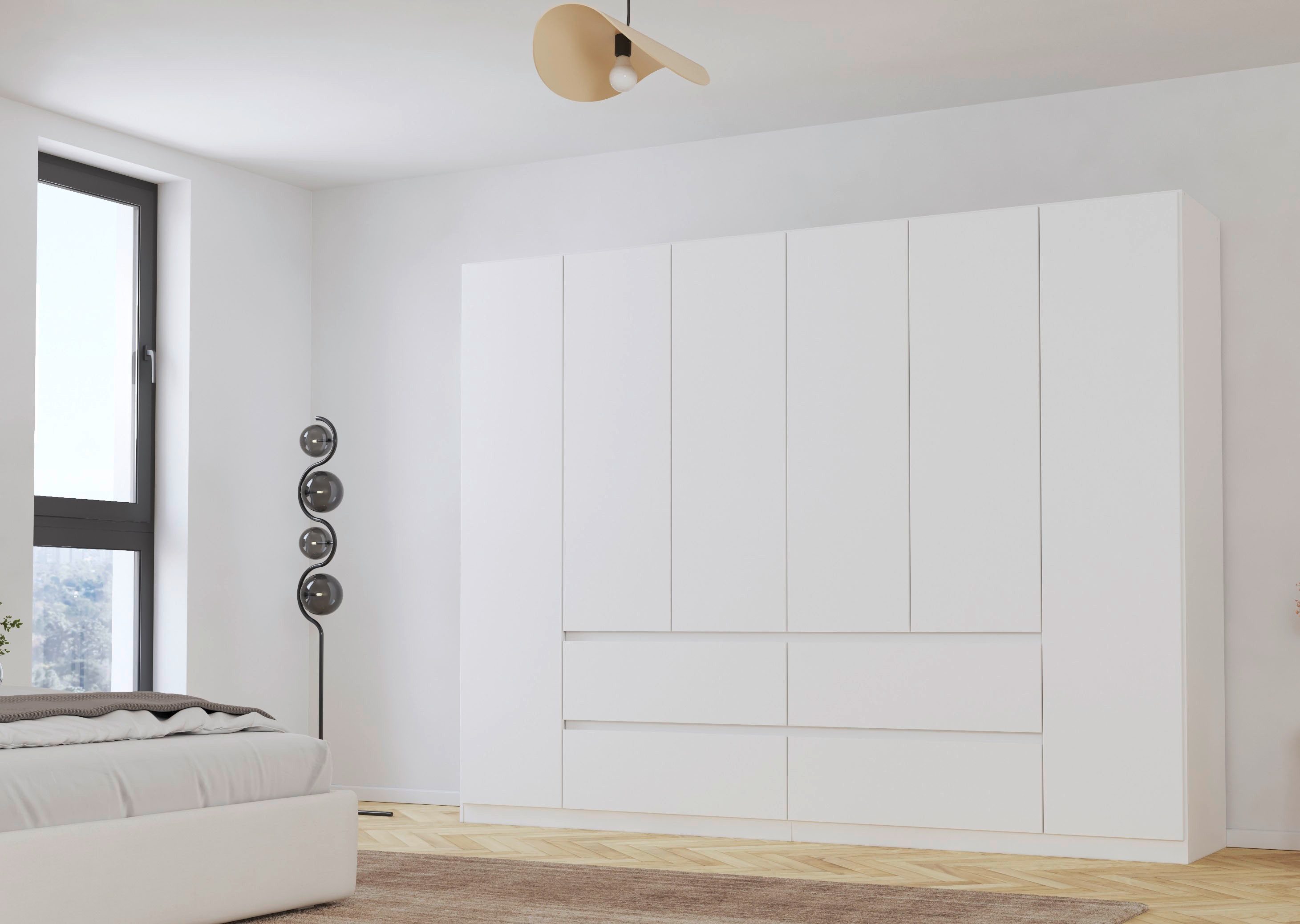 rauch Drehtürenschrank Schrank Garderobe MAINZ Breiten 91/136/181/226/271/315/360, Höhe 210cm (3 verschiedene Ausstattungen BASIC/CLASSIC/PREMIUM (inkl. SOFT-CLOSE) grifflose Front, Außentüren mit Push-to-Open Funktion MADE IN GERMANY