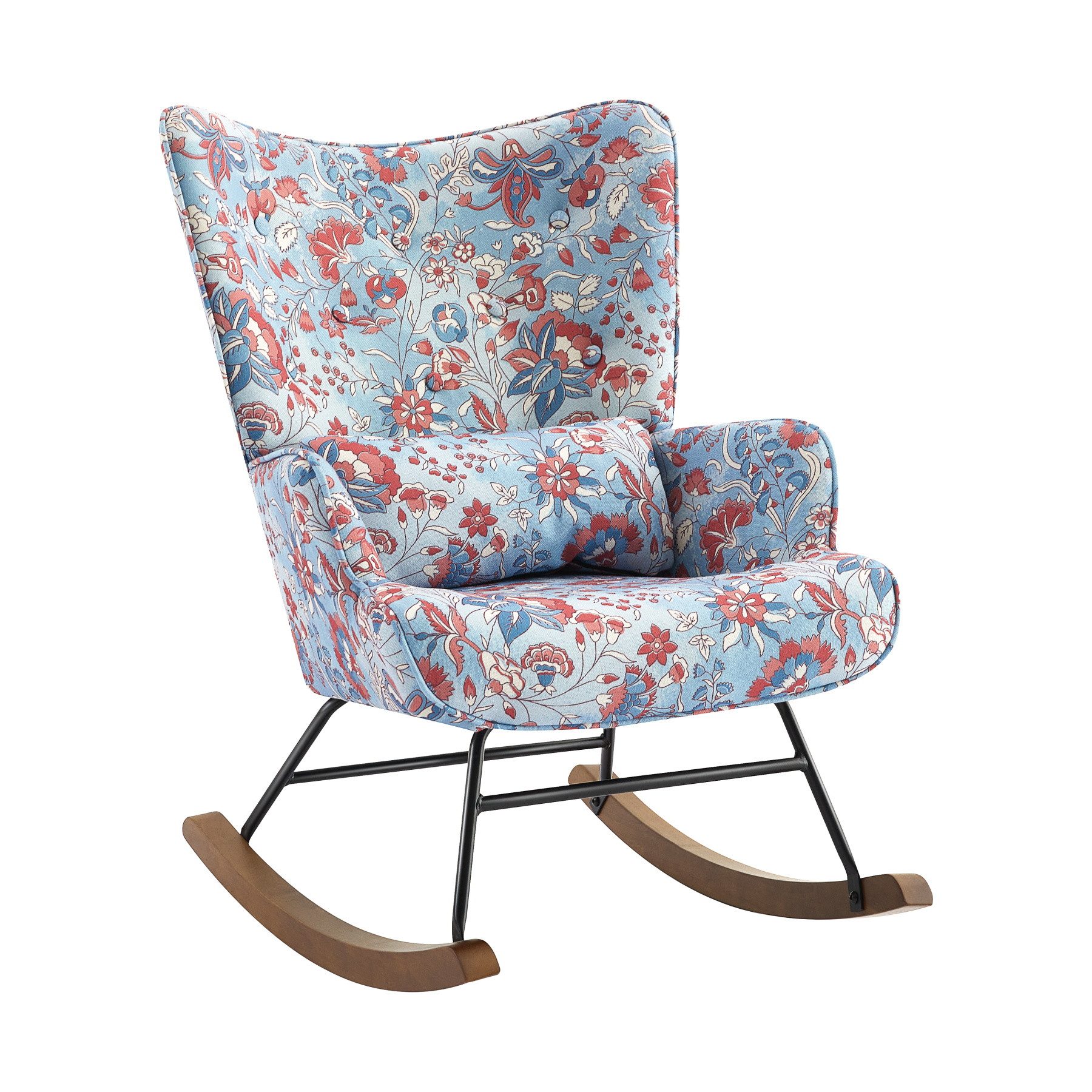 HomeMiYN Schaukelstuhl Schaukelstuhl Wohnzimmer Samt mit Metallgestell Holz günstig online kaufen