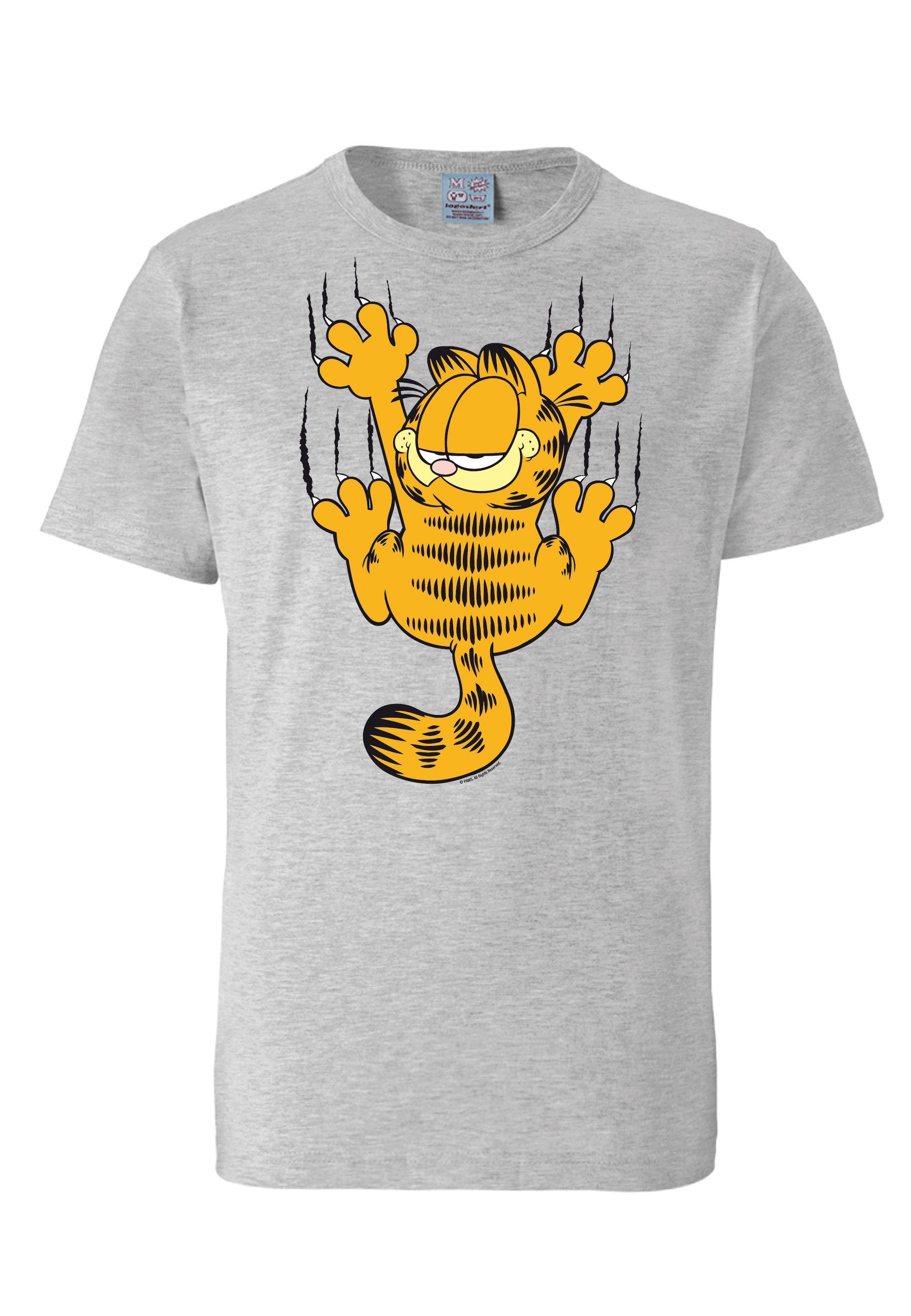 LOGOSHIRT witzigem T-Shirt Garfield Frontprint mit Scratches