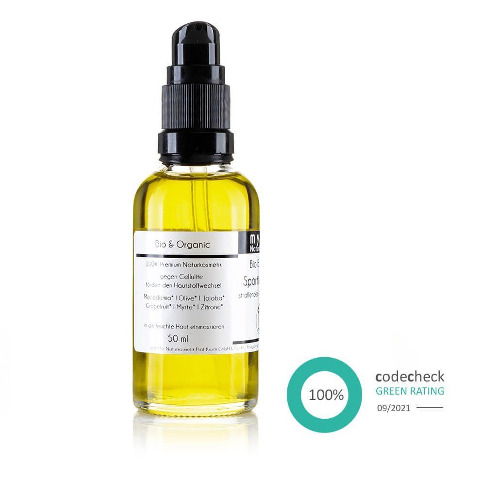 myrto Naturkosmetik Körperöl Sportive Spirit - leicht straffendes Cellulite Körperöl, Bestbewertung bei Codecheck: 100% Grüner Ring EMPFEHLENSWERT