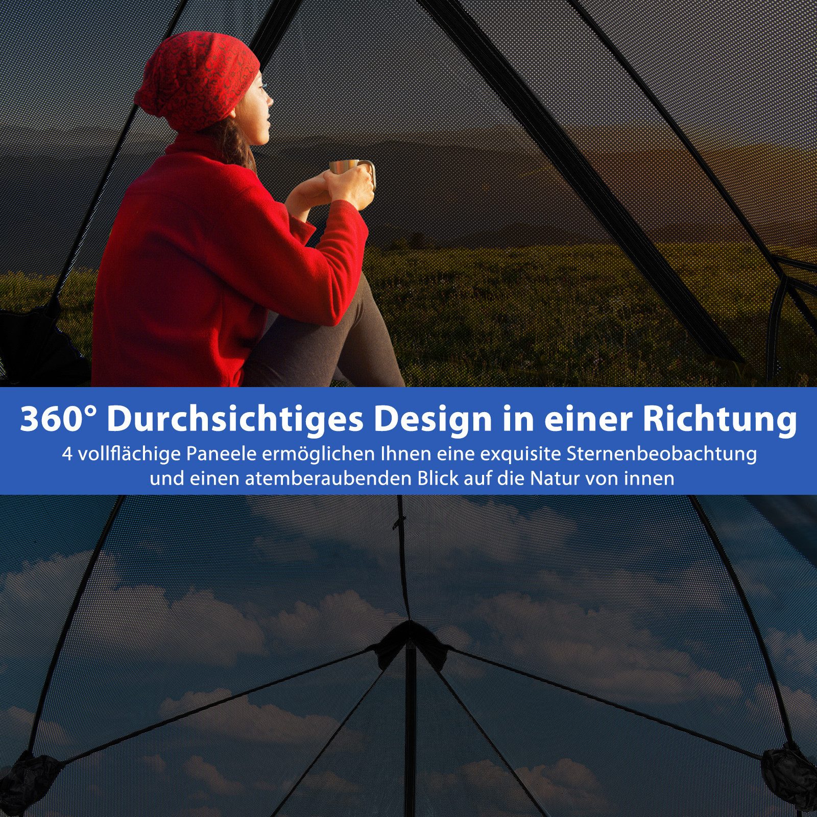 COSTWAY Wurfzelt, Personen: 3, Pop Up, mit Regenschutz, wasserdicht