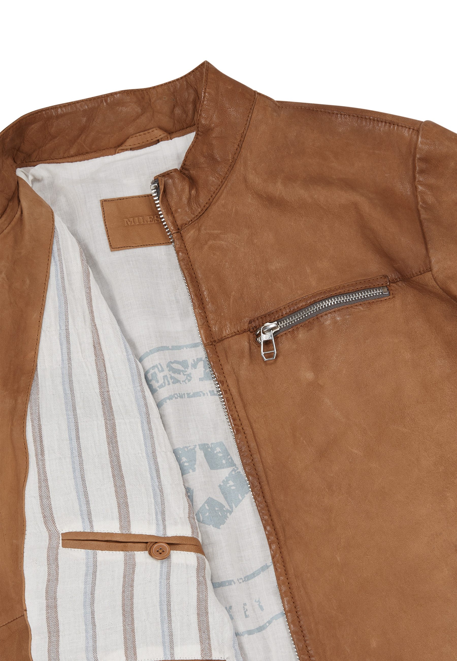 Lederjacke MSBurling Herren Bikerjacke Jacke Leder klassisch