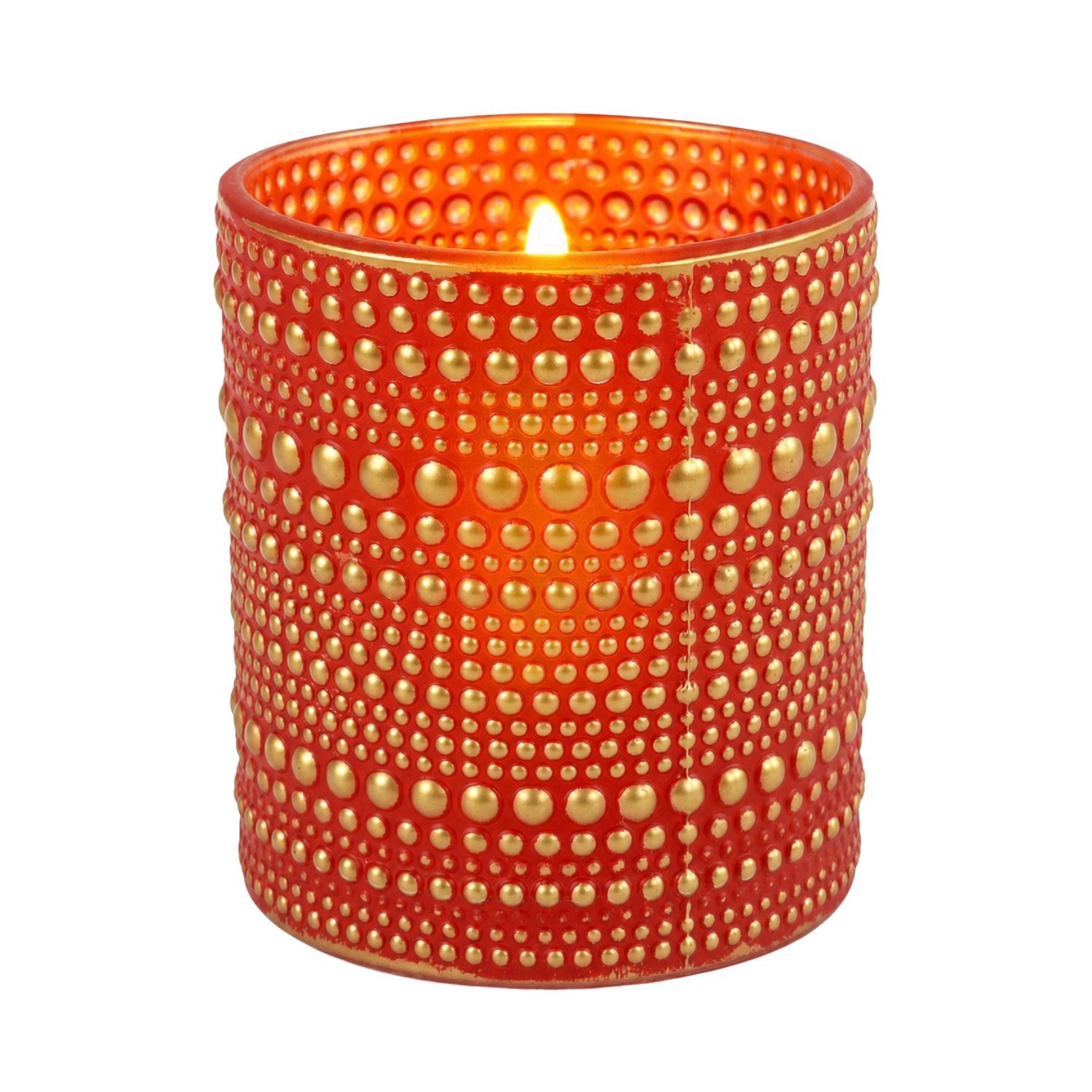 Marrakesch Orient & Mediterran Interior Windlicht Windlicht Nelle Rot 10 cm Glas Teelichthalter Vintage Deko rund edel (1 St), Handarbeit