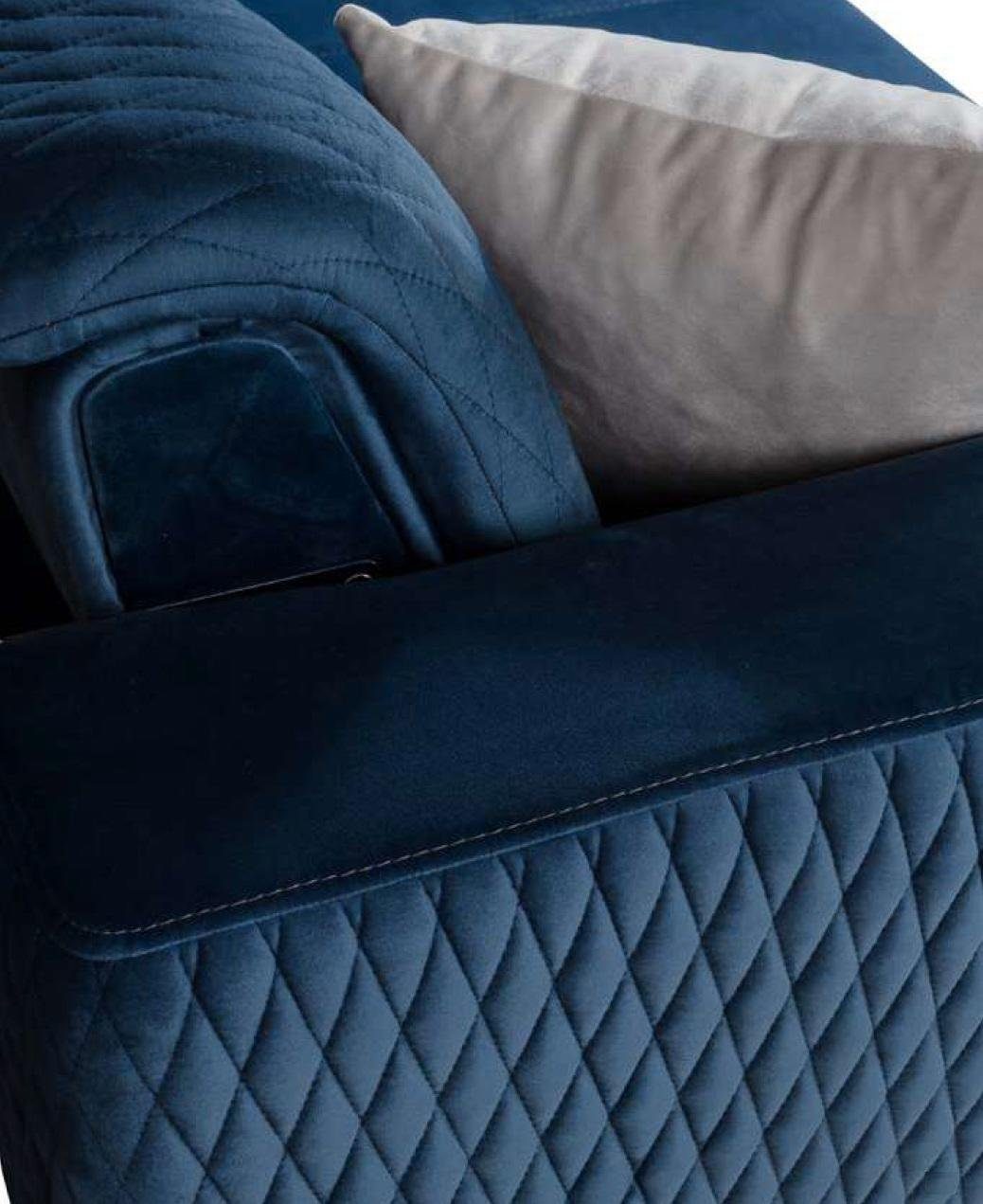 3 Möbel Dreisitzer Sitzer Sofa JVmoebel Blau Lounge Neu Textil Design Couchen