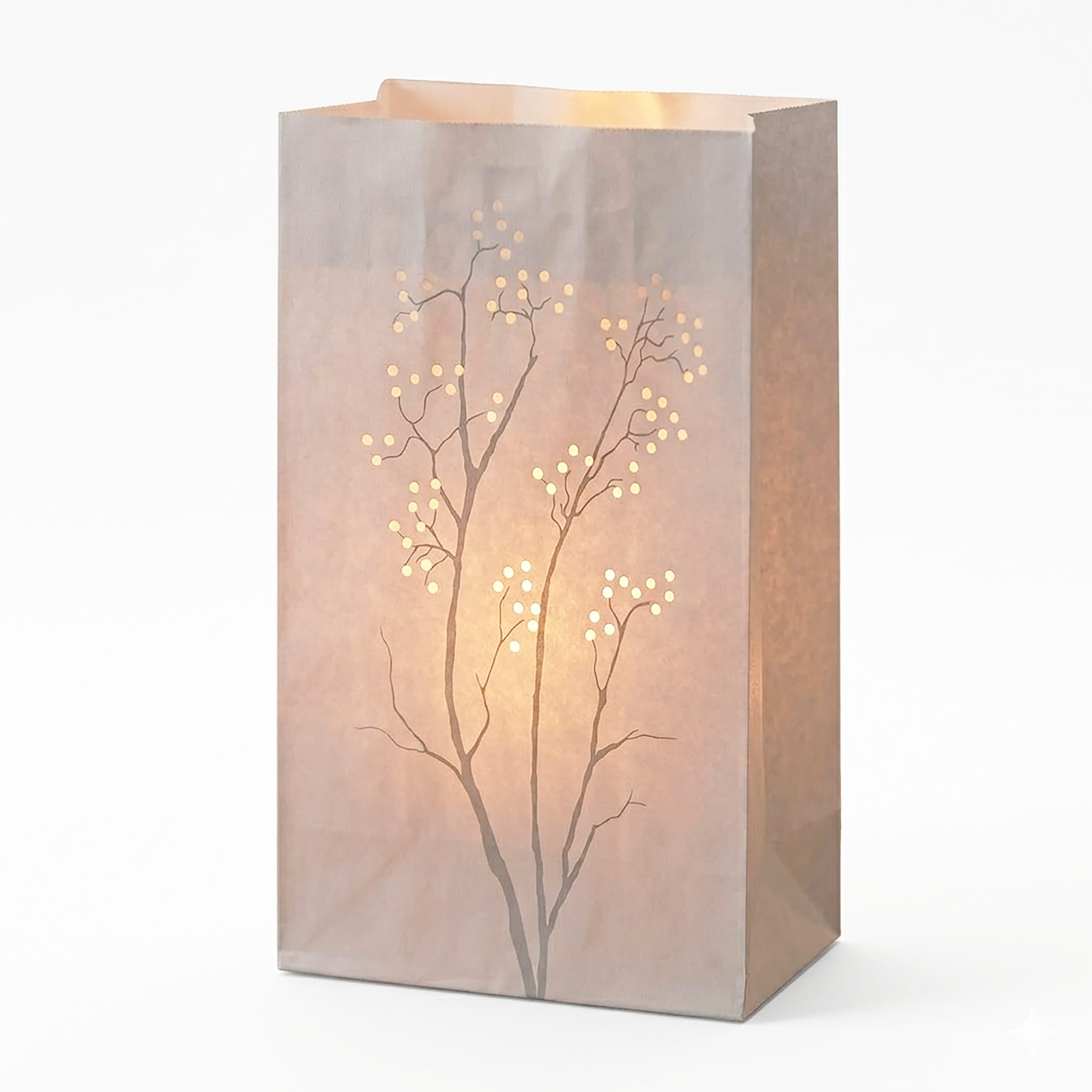 Spetebo Papierdekoration Lichtertüten Set inklusive 16 Teelichter mit 10 Stunden Brenndauer, Papierlaternen mit Strauch-Motiv Deko für Garten, Balkon oder Hochz – Bild 4 von 5