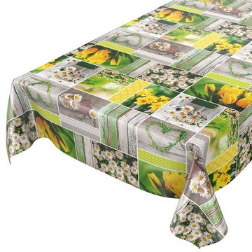 ANRO Tischdecke Tischdecke Wachstuch Blumen Grün Robust Wasserabweisend Breite 140 cm, Glatt