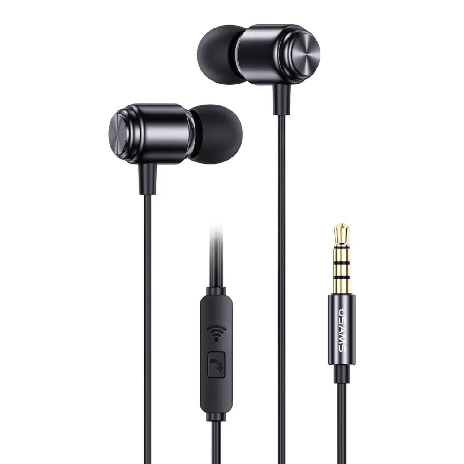 USAMS EP-44 Aux 3,5mm Kopfhörerstecker Bass HiFi Stereo Ohrhörer In-Ear- Kopfhörer (Kabelgebunden, In-Ear-Kopfhörer, intergrierte Steuerung für  Anrufe und Musik, mit 3,5mm, 1,2m, Stereo-Kopfhörer)