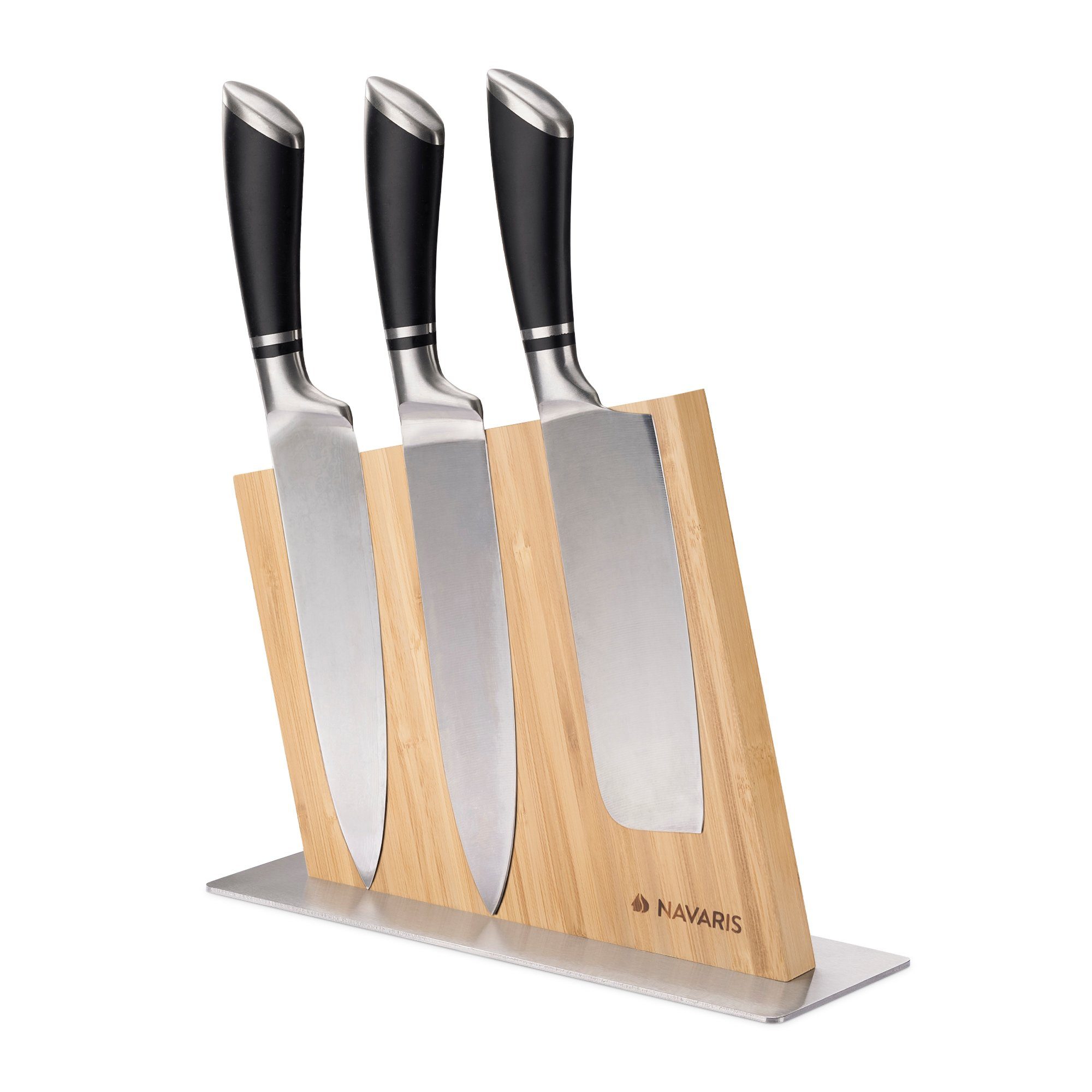 doppelseitig Navaris magnetisch - Magnet-Messerblock Messerhalter unbestückt Holz/Bambus - aus