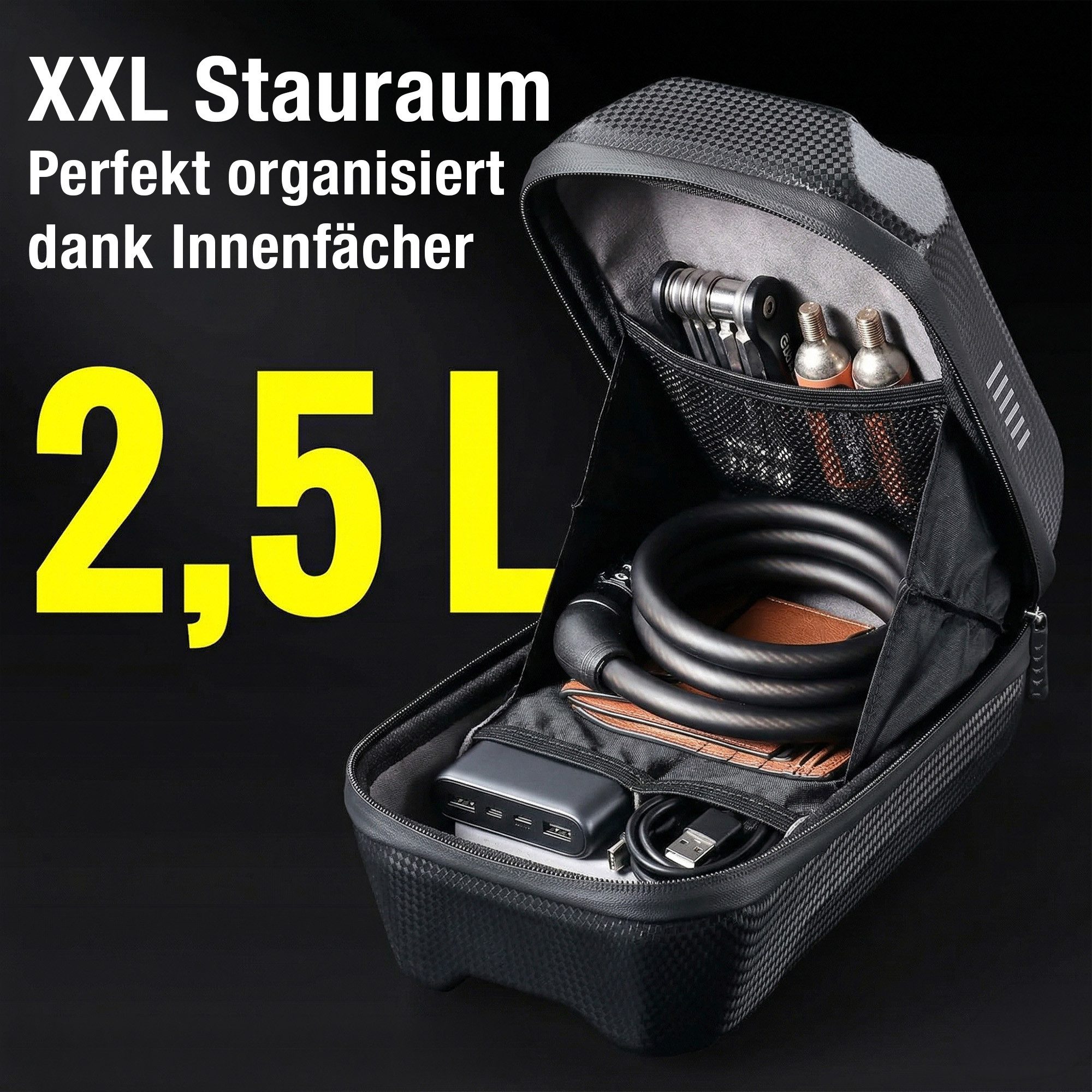 Viron E-Scooter Tasche Hartschalen Lenkertasche, reflektierend, wasserabweisend, mit Innenfächern für Elektro Scooter & Fahrrad