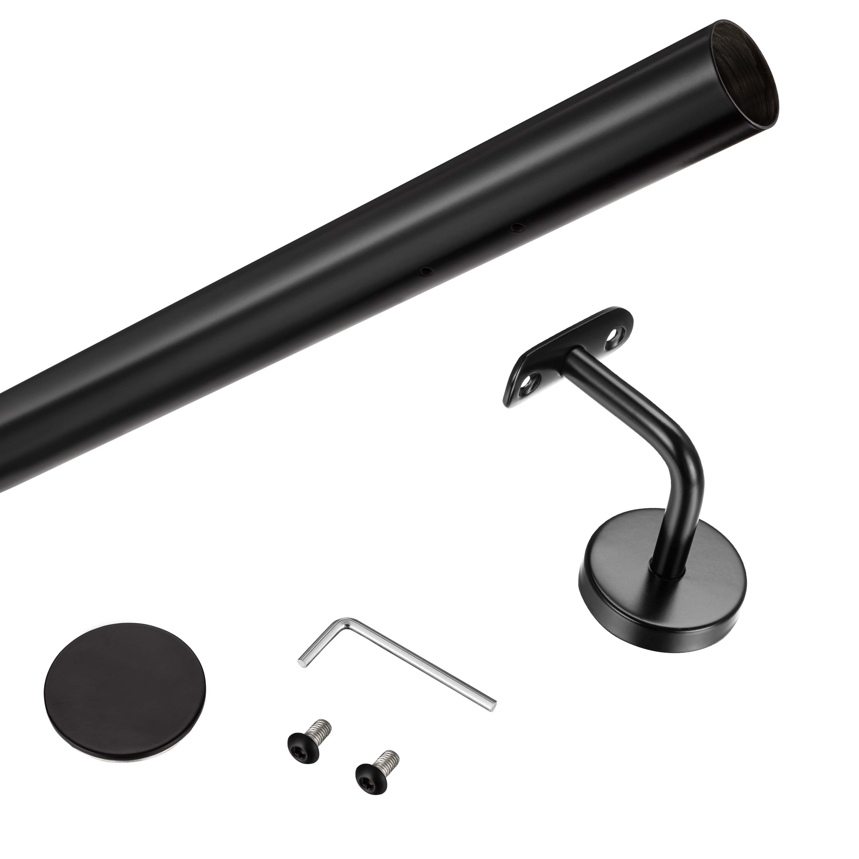 AICA Handlauf AICA Edelstahl Wandhandlauf & Treppengeländer Rostschutz Innen Außen, 120 cm Gesamtlänge, (Packung), 304 Edelstahl, Farbe: Silber/Schwarz/Braun, L – Bild 5 von 5
